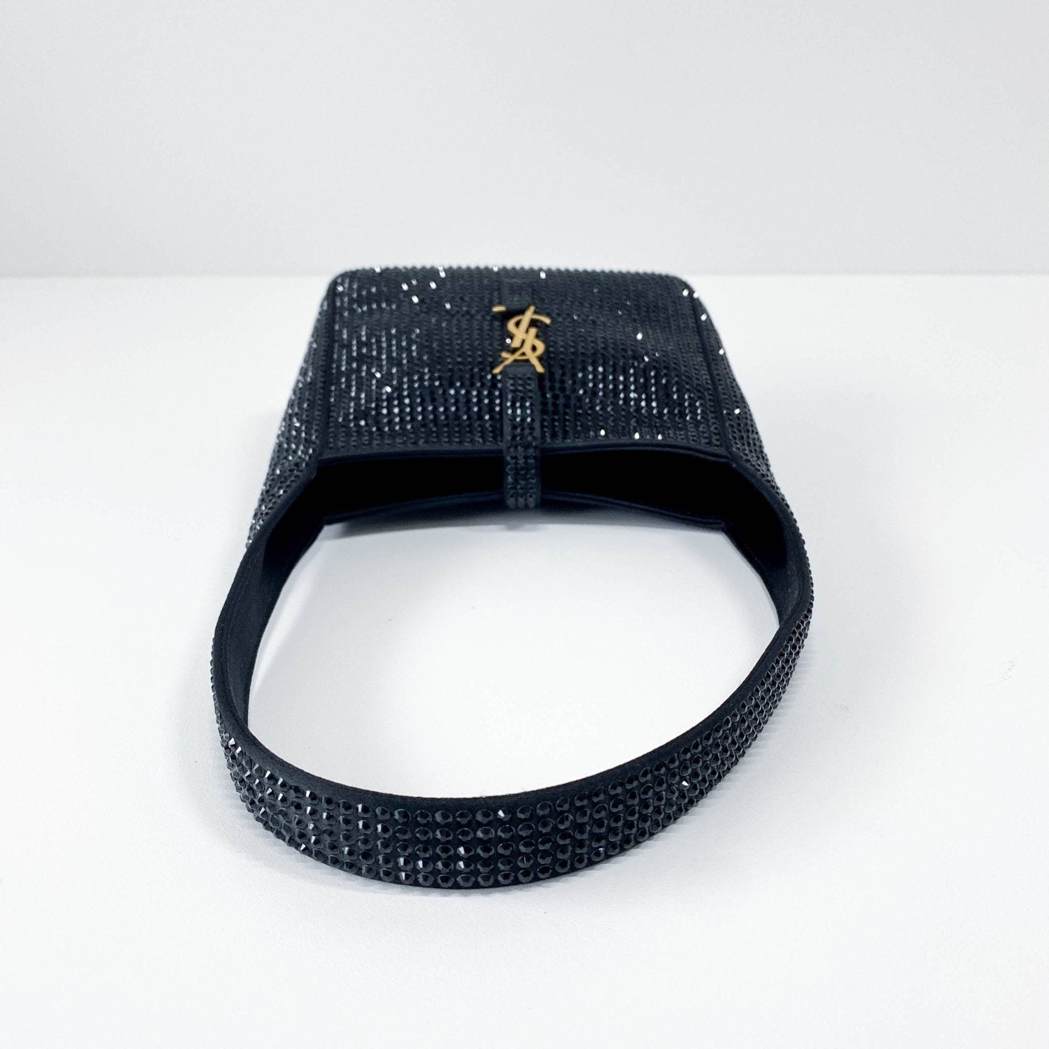 SAINT LAURENT Rare Sparkling Rhinestone Black Satin Shoulder Bag, in , Sold by HIVE PRELOVED - Handle Bags, ,