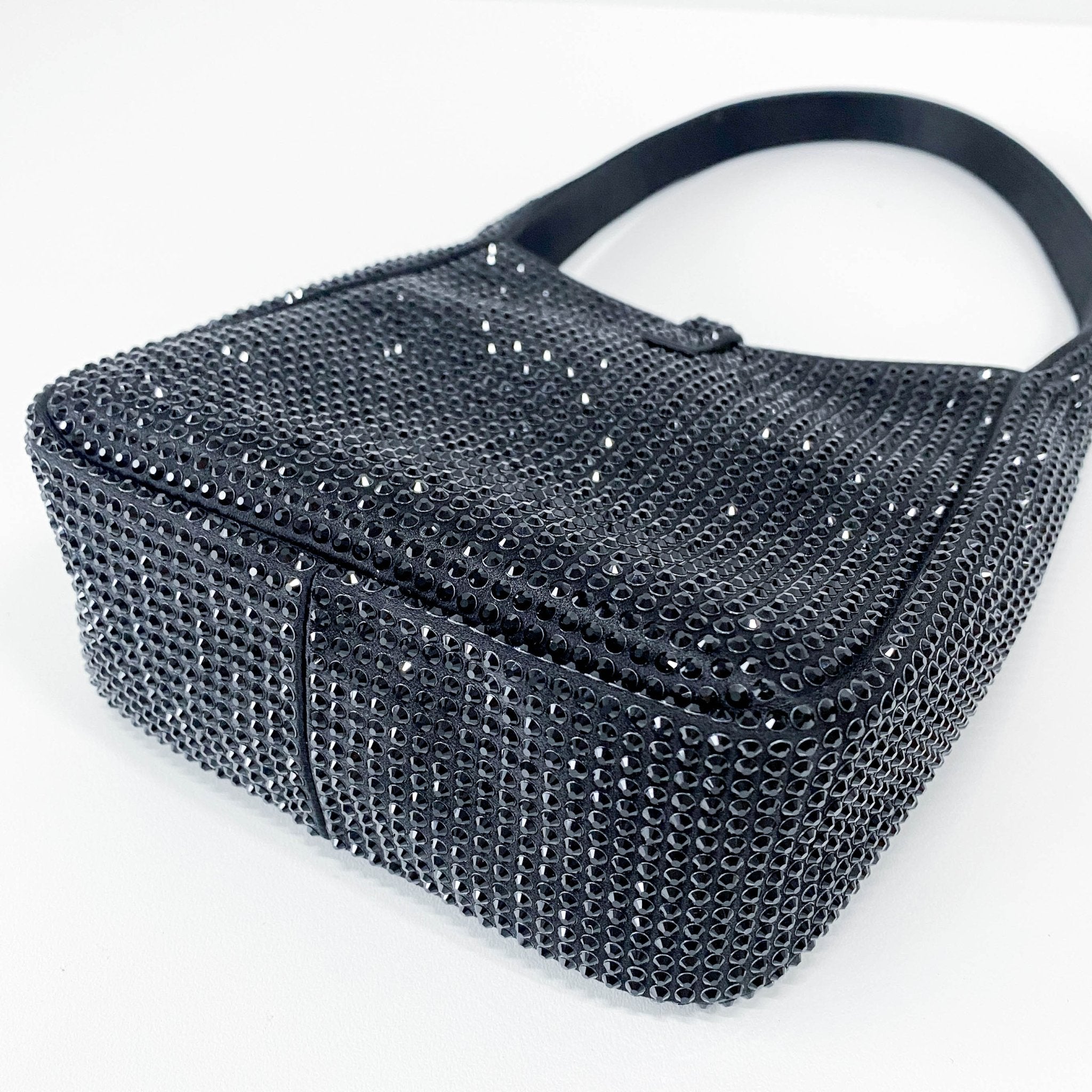 SAINT LAURENT Rare Sparkling Rhinestone Black Satin Shoulder Bag, in , Sold by HIVE PRELOVED - Handle Bags, ,