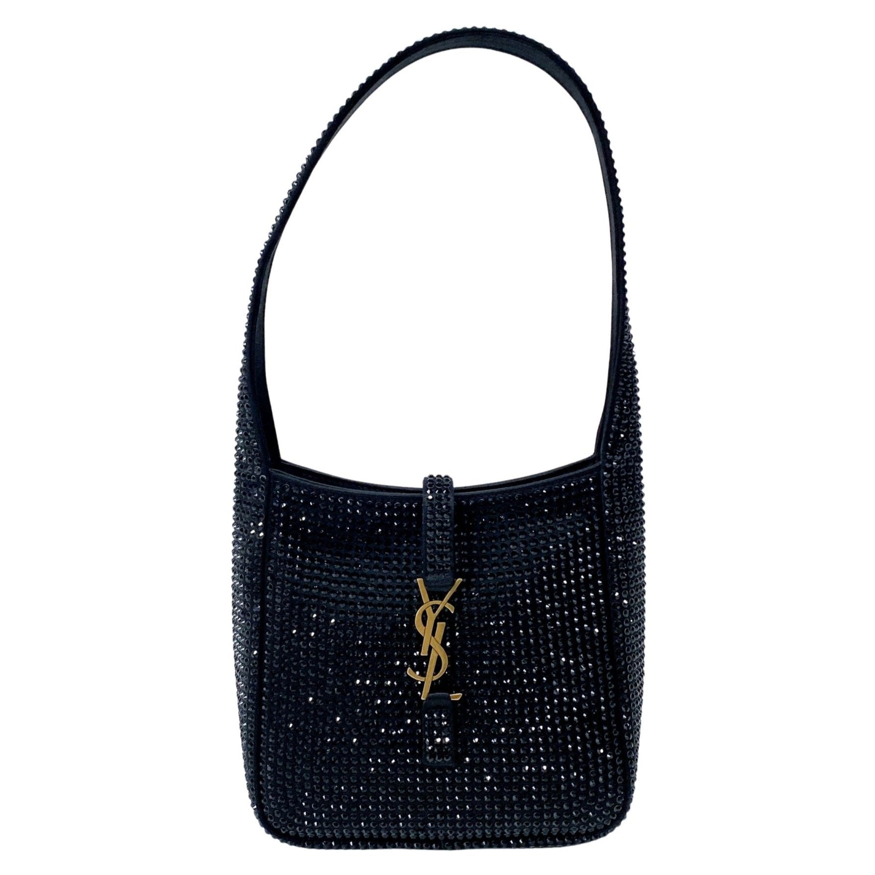 SAINT LAURENT Rare Sparkling Rhinestone Black Satin Shoulder Bag, in , Sold by HIVE PRELOVED - Handle Bags, ,