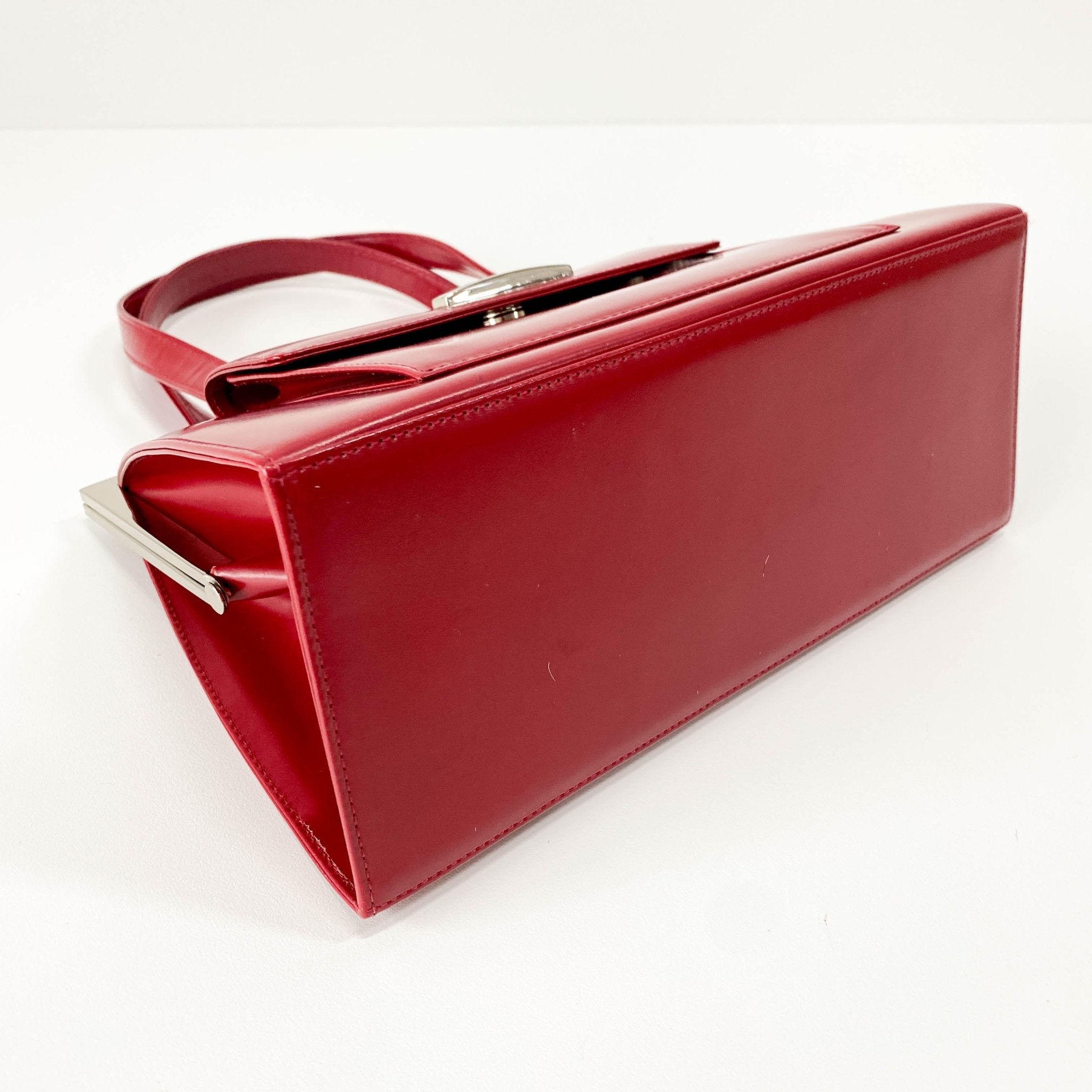 SAINT LAURENT Red Leather & Silver Details Handle Bag, in , Sold by HIVE PRELOVED - Handle Bags, ,