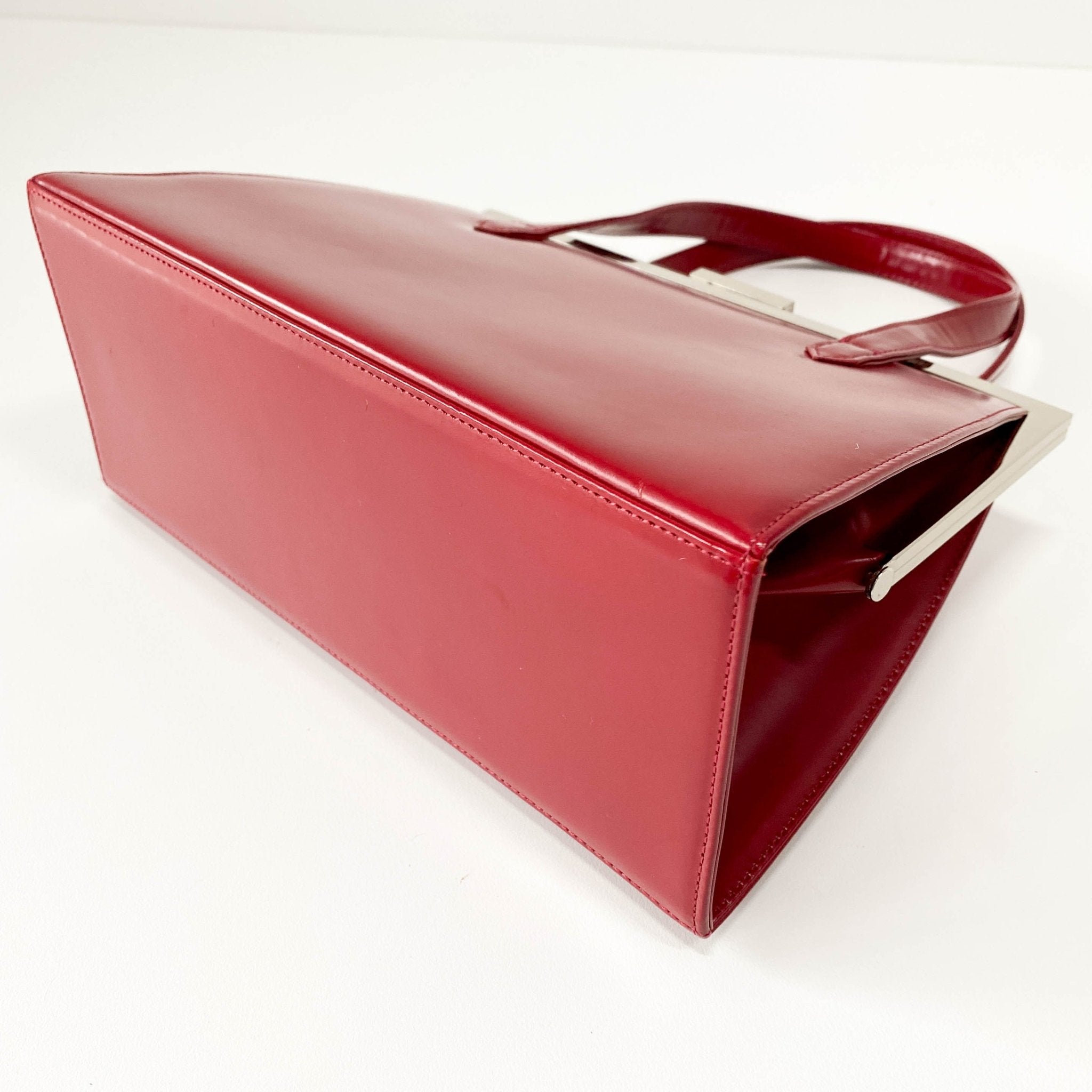 SAINT LAURENT Red Leather & Silver Details Handle Bag, in , Sold by HIVE PRELOVED - Handle Bags, ,