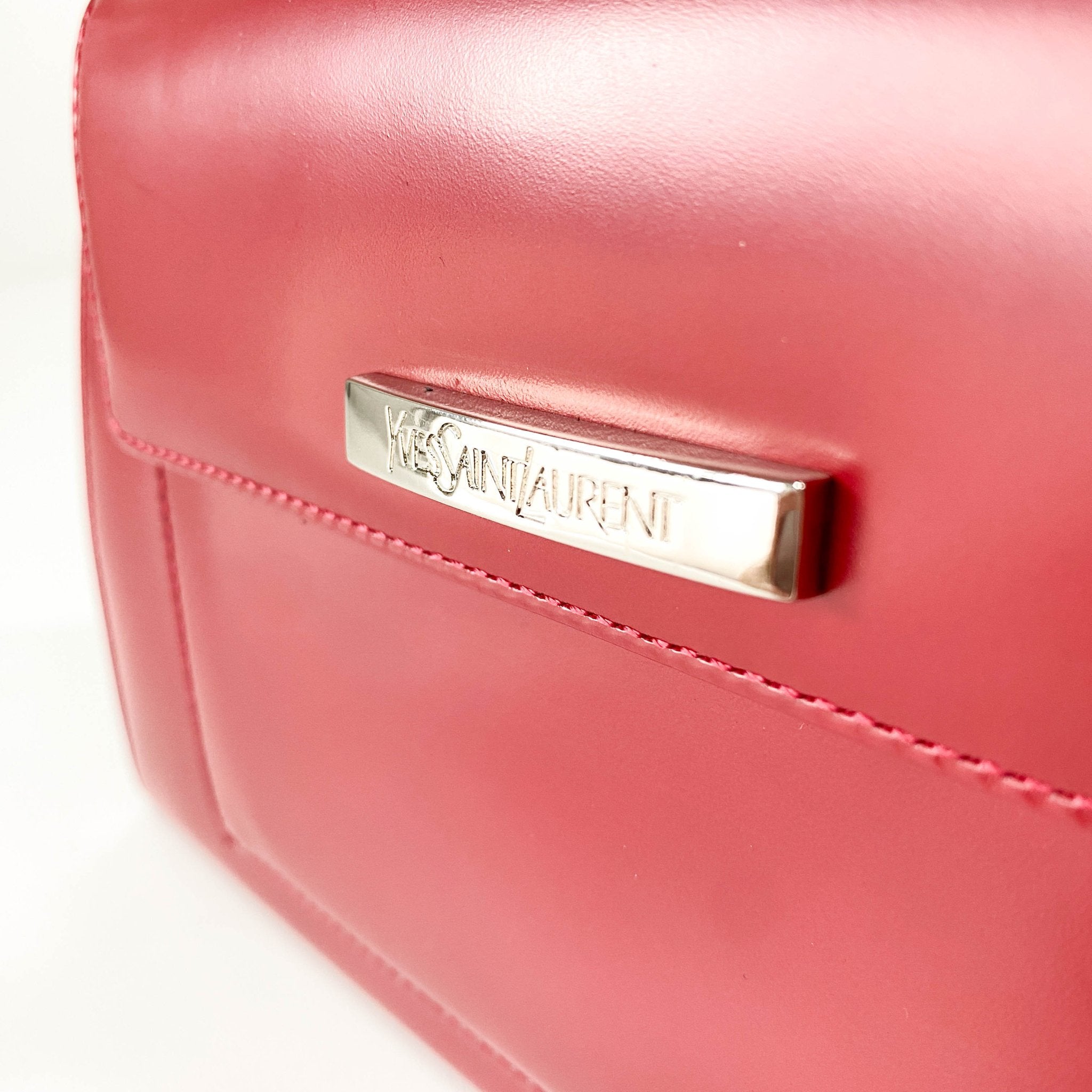 SAINT LAURENT Red Leather & Silver Details Handle Bag, in , Sold by HIVE PRELOVED - Handle Bags, ,