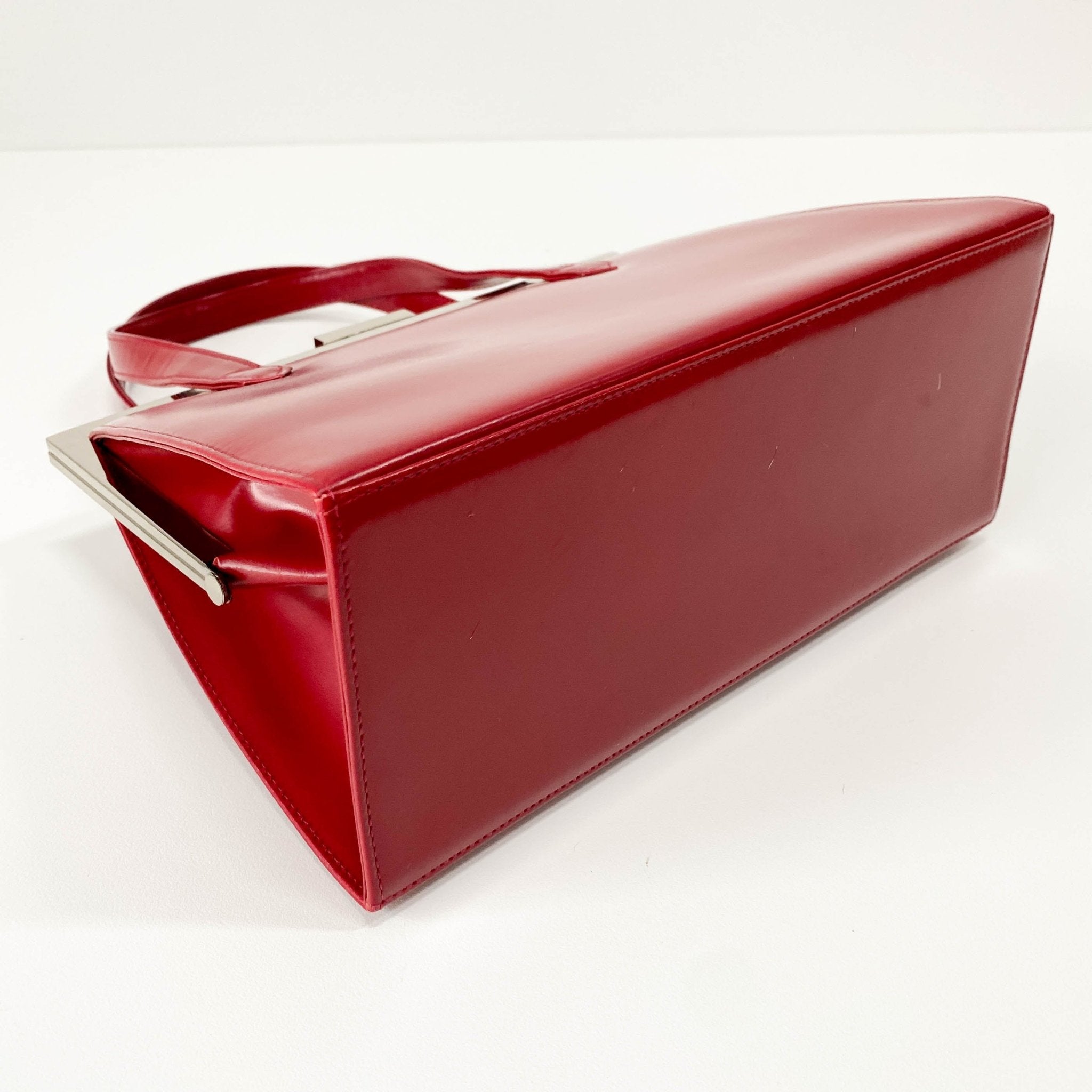 SAINT LAURENT Red Leather & Silver Details Handle Bag, in , Sold by HIVE PRELOVED - Handle Bags, ,