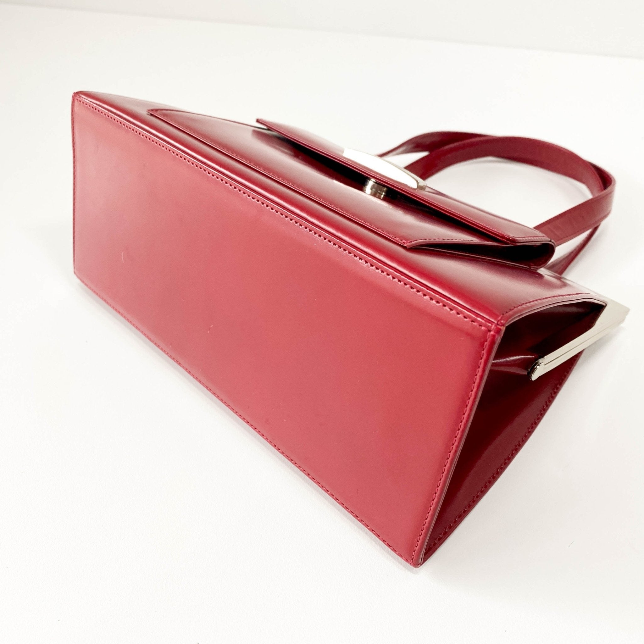 SAINT LAURENT Red Leather & Silver Details Handle Bag, in , Sold by HIVE PRELOVED - Handle Bags, ,