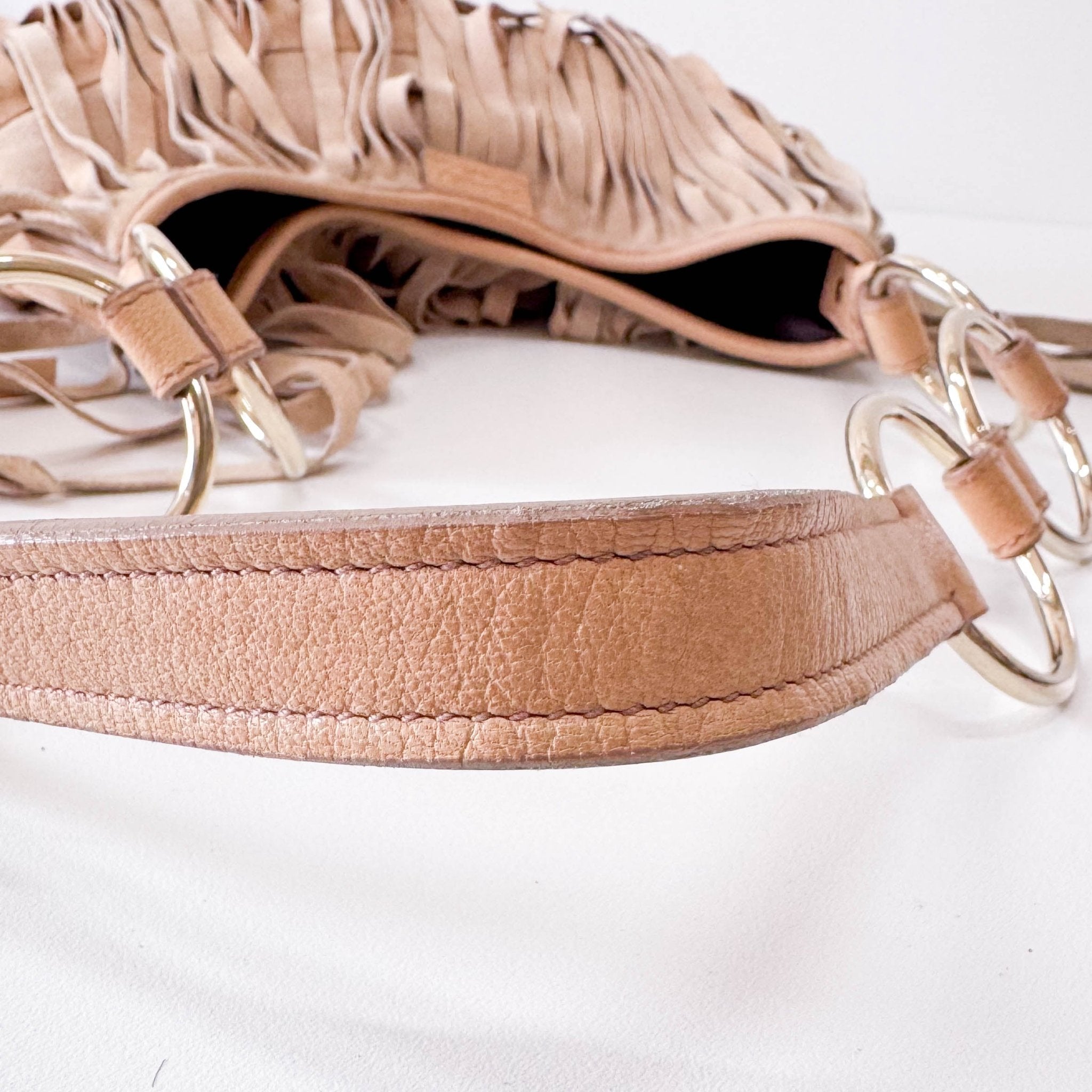 SAINT LAURENT Rive Gauche Beige Suede Fringe Boheme Bag, in , Sold by HIVE PRELOVED - Shoulder Bags, ,