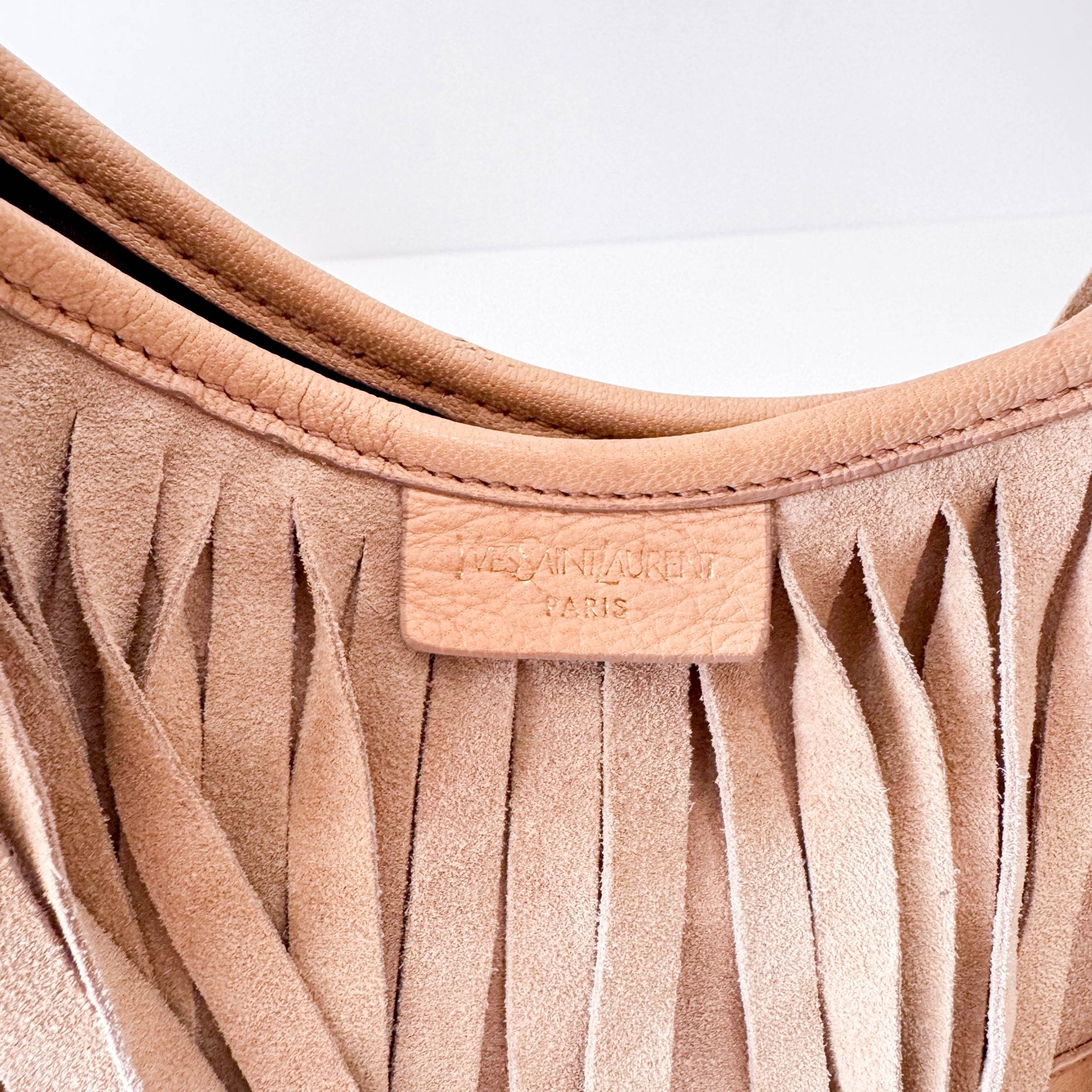 SAINT LAURENT Rive Gauche Beige Suede Fringe Boheme Bag, in , Sold by HIVE PRELOVED - Shoulder Bags, ,