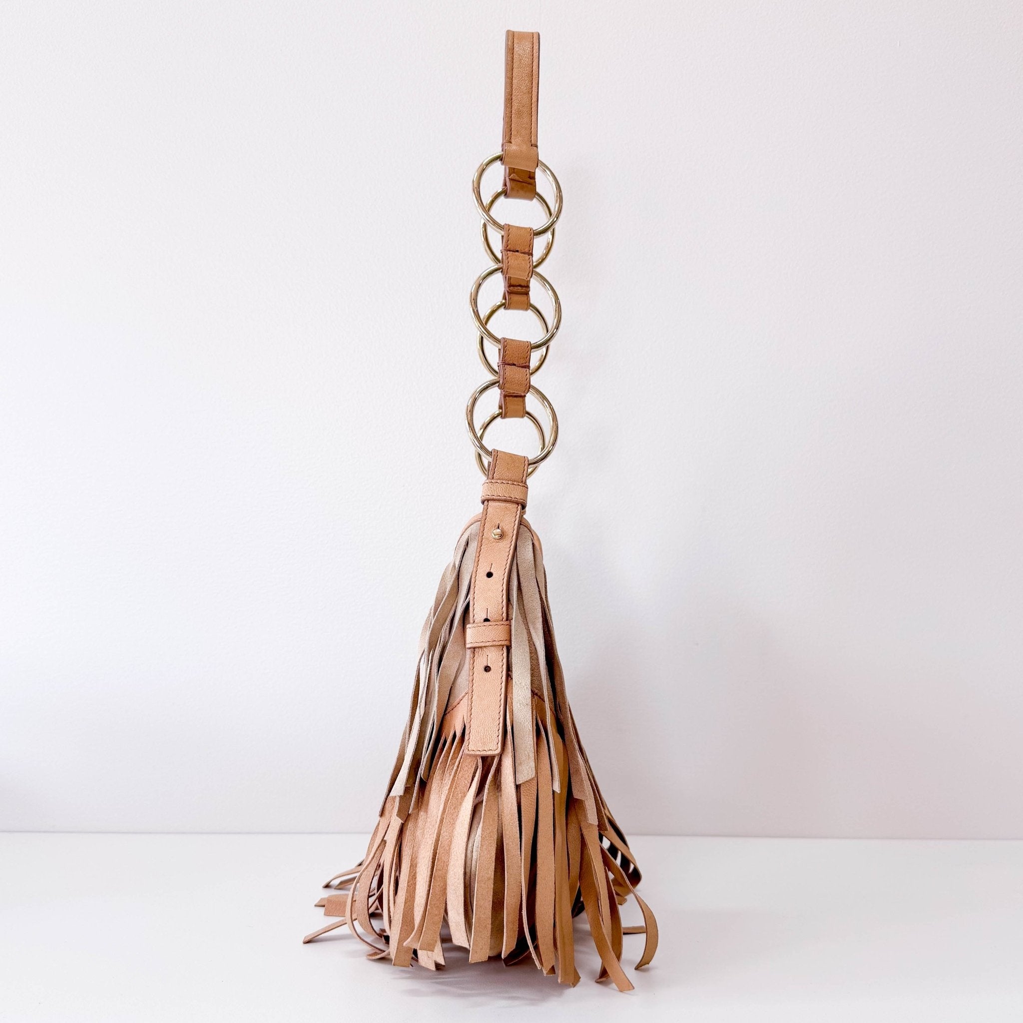 SAINT LAURENT Rive Gauche Beige Suede Fringe Boheme Bag, in , Sold by HIVE PRELOVED - Shoulder Bags, ,