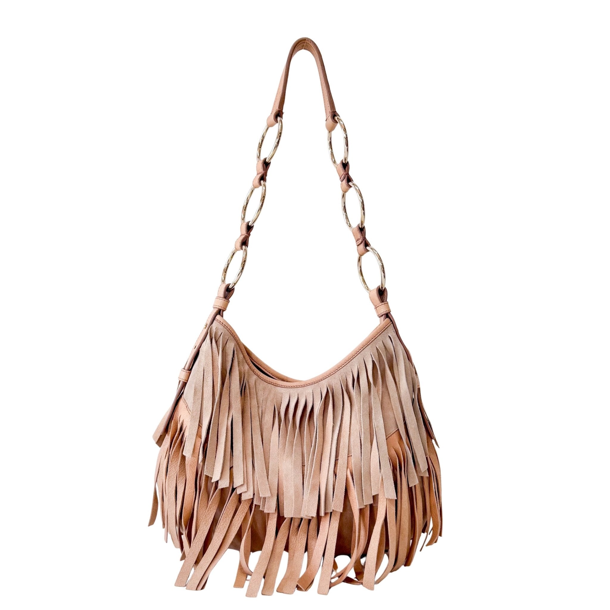 SAINT LAURENT Rive Gauche Beige Suede Fringe Boheme Bag, in , Sold by HIVE PRELOVED - Shoulder Bags, ,