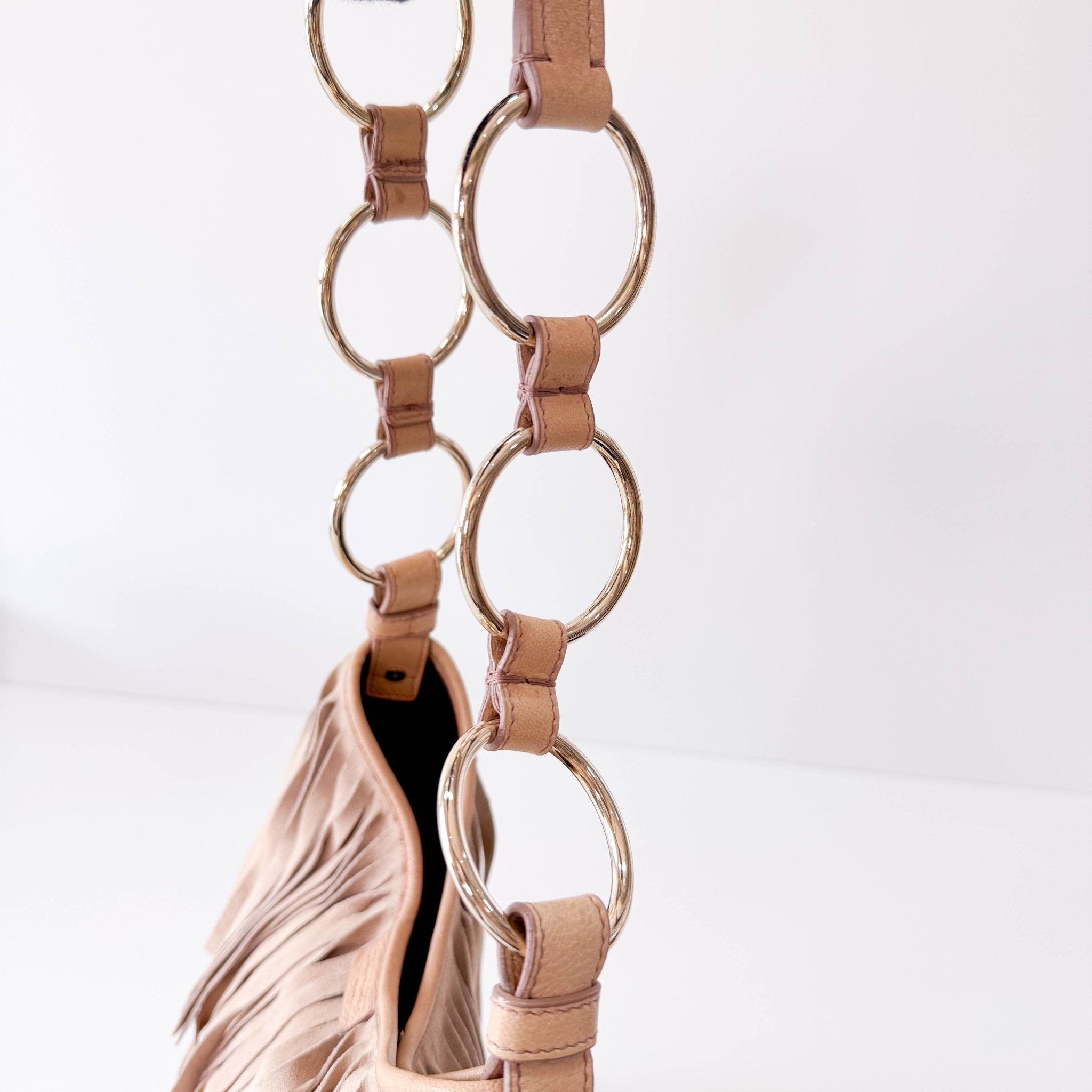 SAINT LAURENT Rive Gauche Beige Suede Fringe Boheme Bag, in , Sold by HIVE PRELOVED - Shoulder Bags, ,