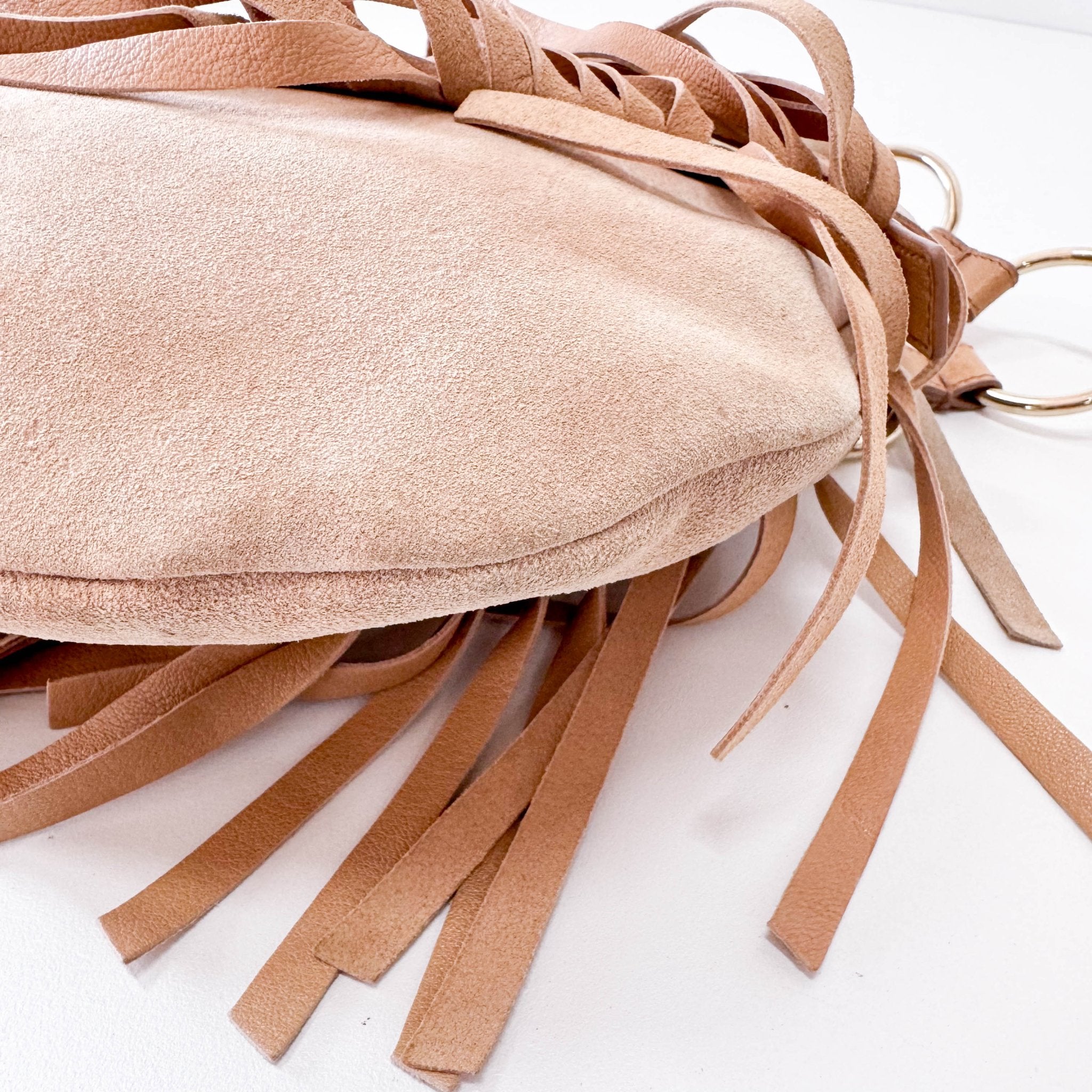 SAINT LAURENT Rive Gauche Beige Suede Fringe Boheme Bag, in , Sold by HIVE PRELOVED - Shoulder Bags, ,