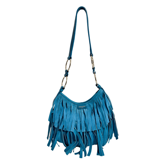 SAINT LAURENT Rive Gauche Blue Suede Fringe Boheme Bag, in , Sold by HIVE PRELOVED - Shoulder Bags, ,
