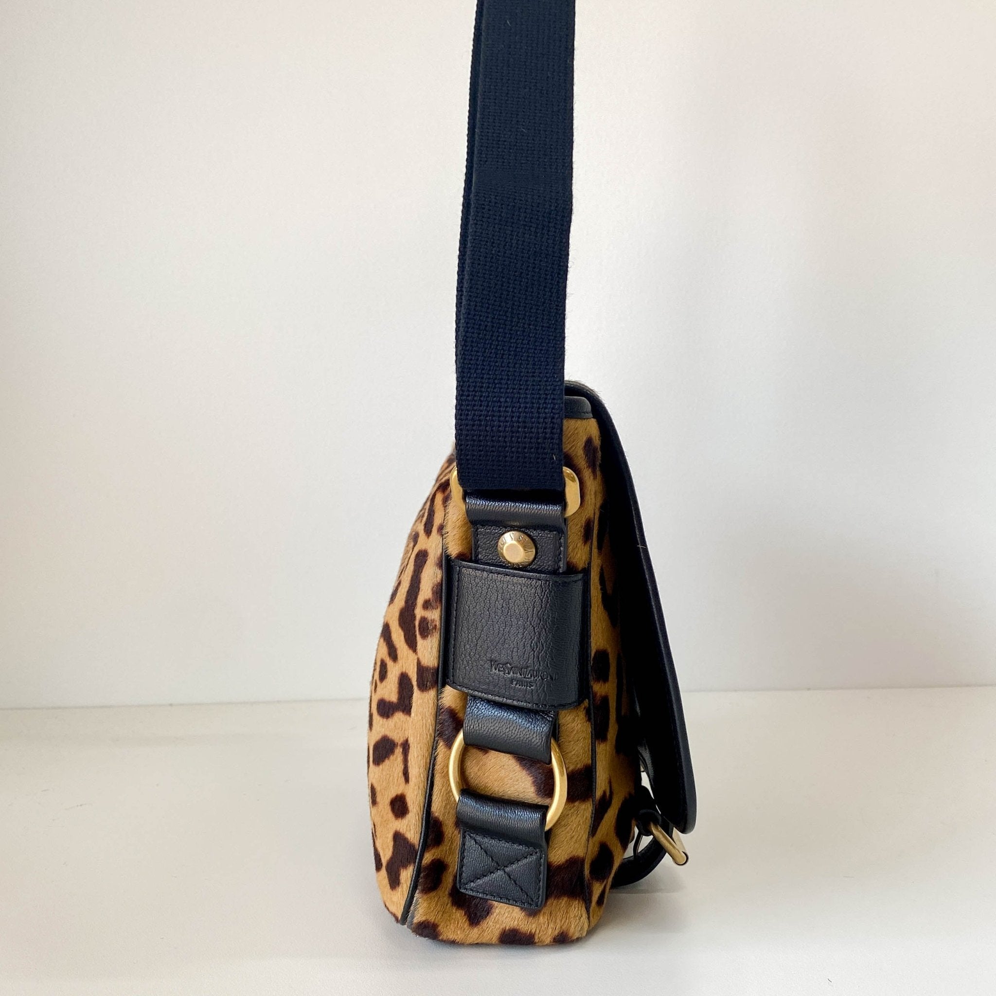 SAINT LAURENT Rive Gauche Colt Leopard Print Crossbody Bag, in , Sold by HIVE PRELOVED - Crossbody bags, Shoulder Bags,