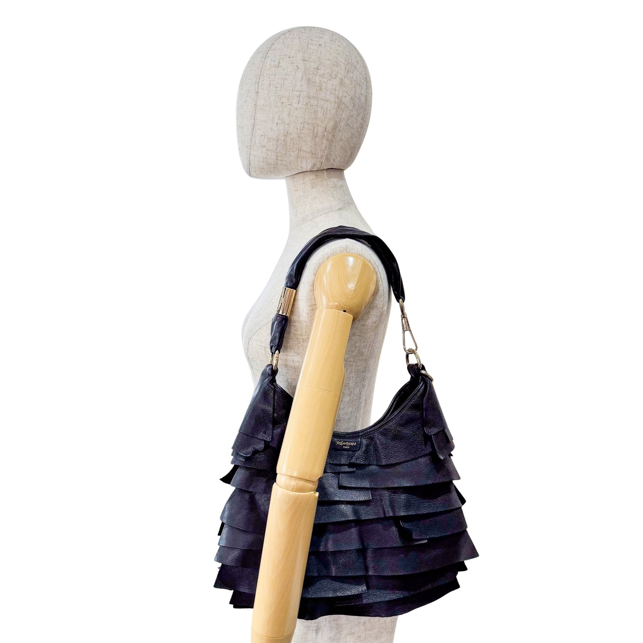 SAINT LAURENT Rive Gauche Fringe Black Leather Shoulder Bag, in , Sold by HIVE PRELOVED - Shoulder Bags, ,