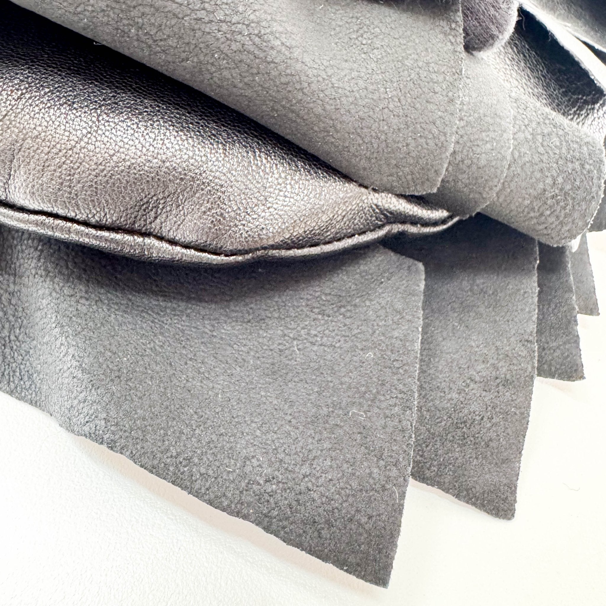 SAINT LAURENT Rive Gauche Fringe Black Leather Shoulder Bag, in , Sold by HIVE PRELOVED - Shoulder Bags, ,