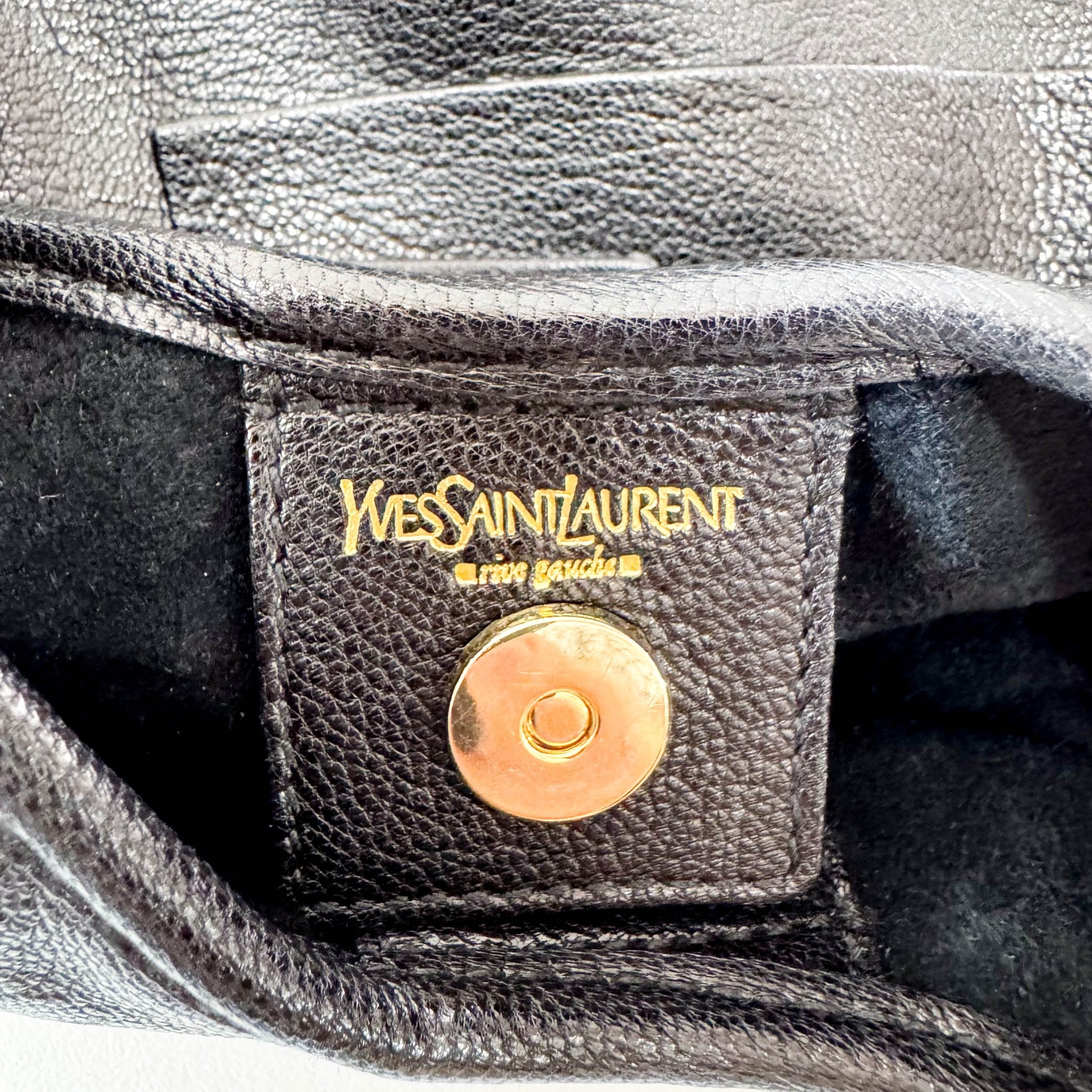 SAINT LAURENT Rive Gauche Fringe Black Leather Shoulder Bag, in , Sold by HIVE PRELOVED - Shoulder Bags, ,