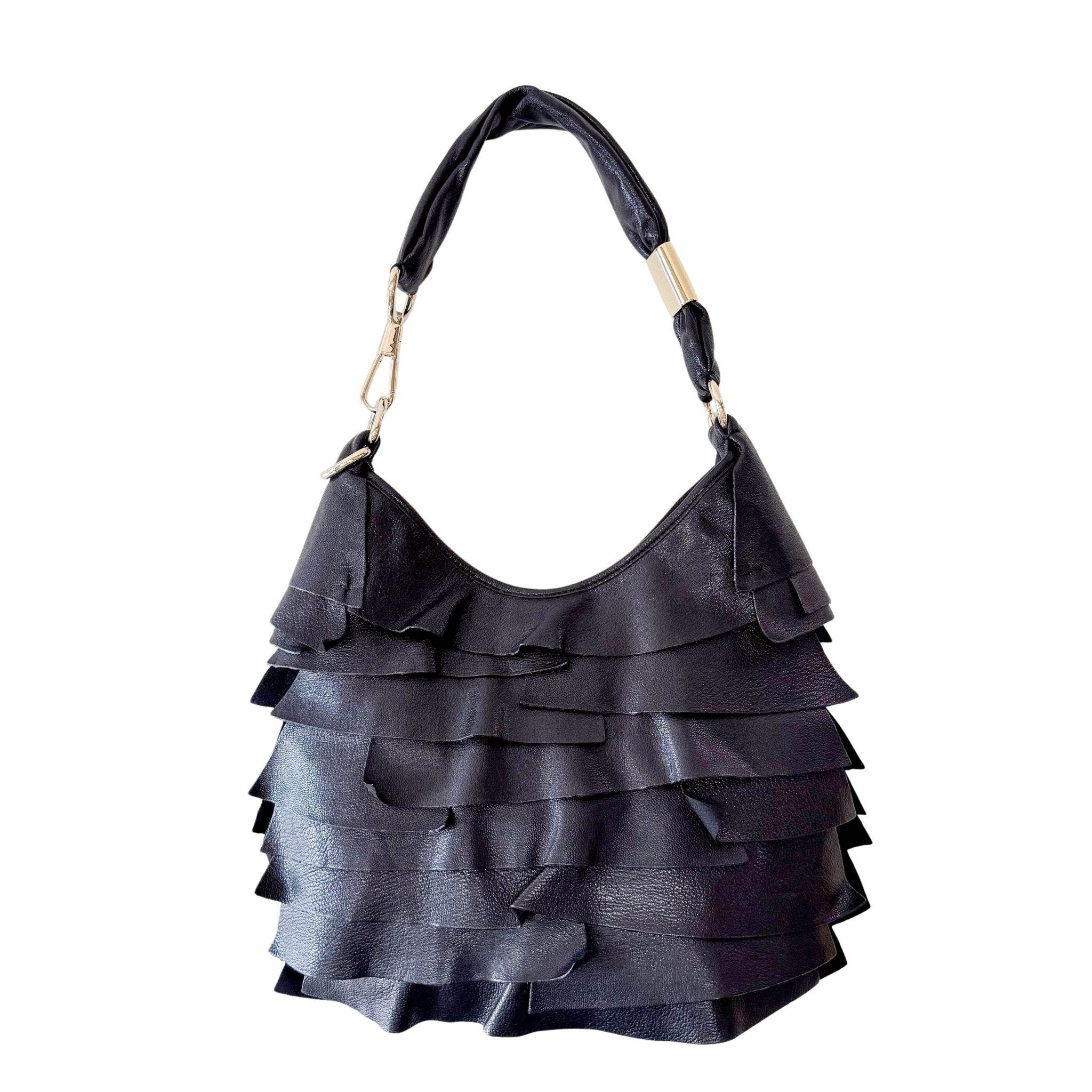 SAINT LAURENT Rive Gauche Fringe Black Leather Shoulder Bag, in , Sold by HIVE PRELOVED - Shoulder Bags, ,