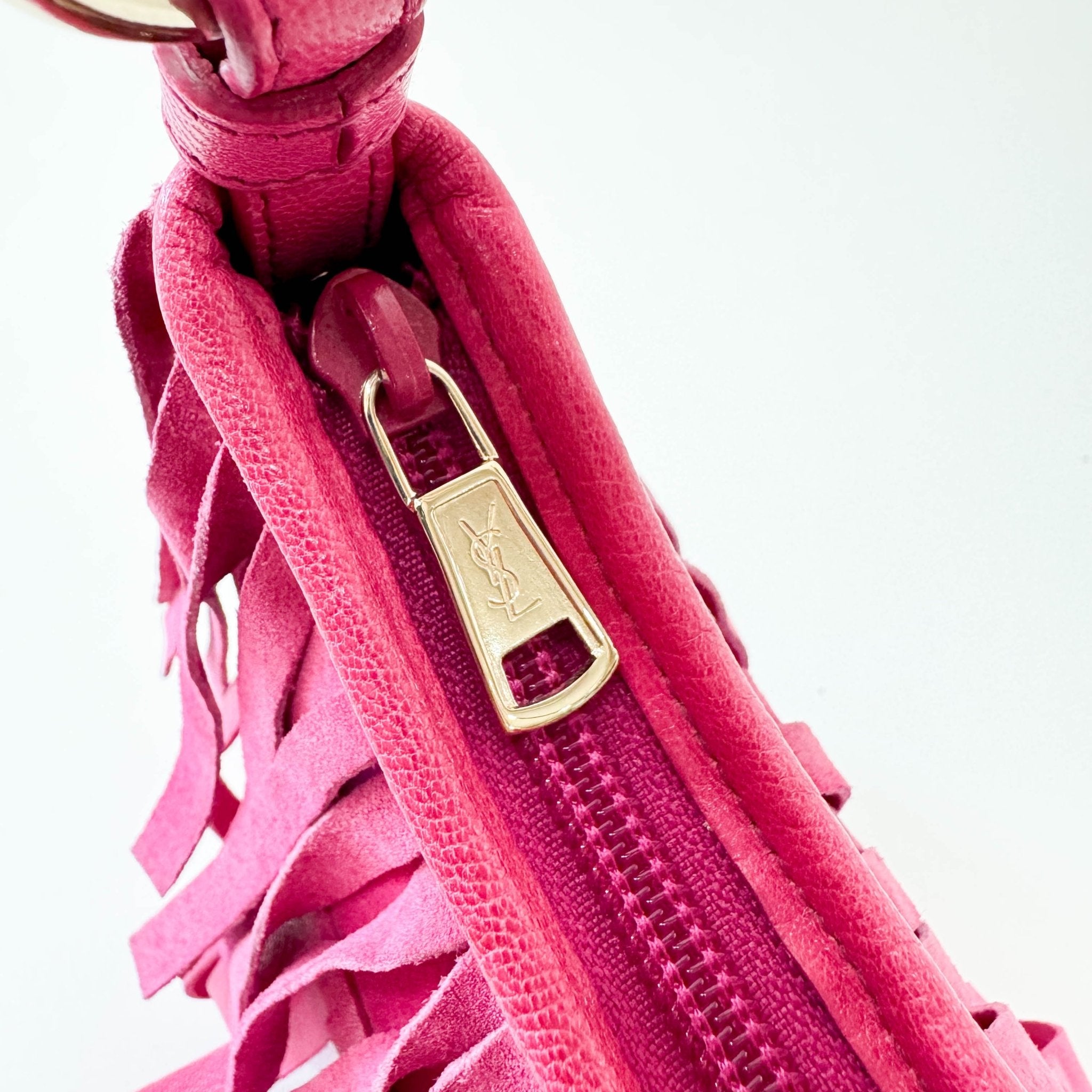 SAINT LAURENT Rive Gauche Pink Fringe Leather Mini Shoulder Bag, in , Sold by HIVE PRELOVED - Shoulder Bags, ,