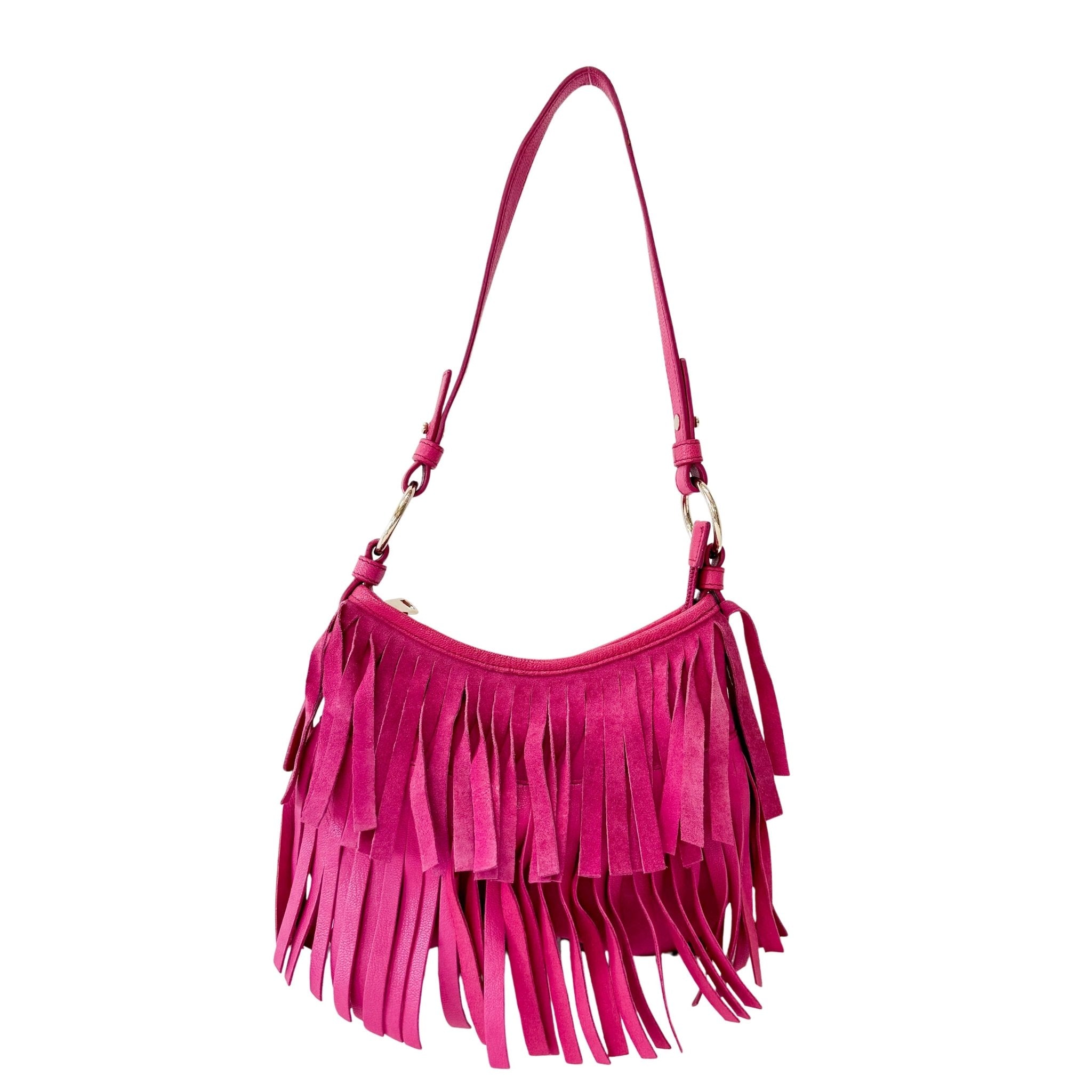 SAINT LAURENT Rive Gauche Pink Fringe Leather Mini Shoulder Bag, in , Sold by HIVE PRELOVED - Shoulder Bags, ,