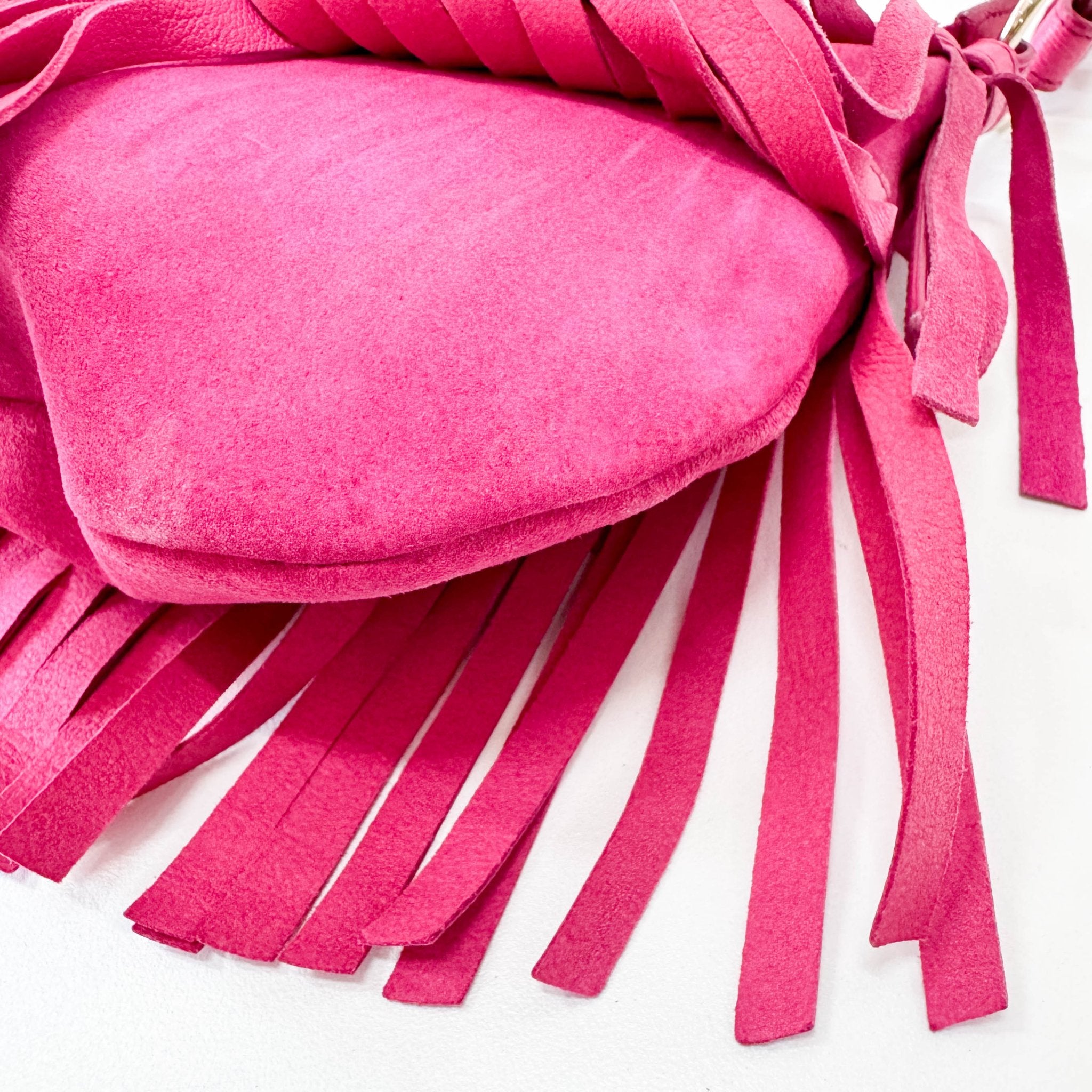 SAINT LAURENT Rive Gauche Pink Fringe Leather Mini Shoulder Bag, in , Sold by HIVE PRELOVED - Shoulder Bags, ,