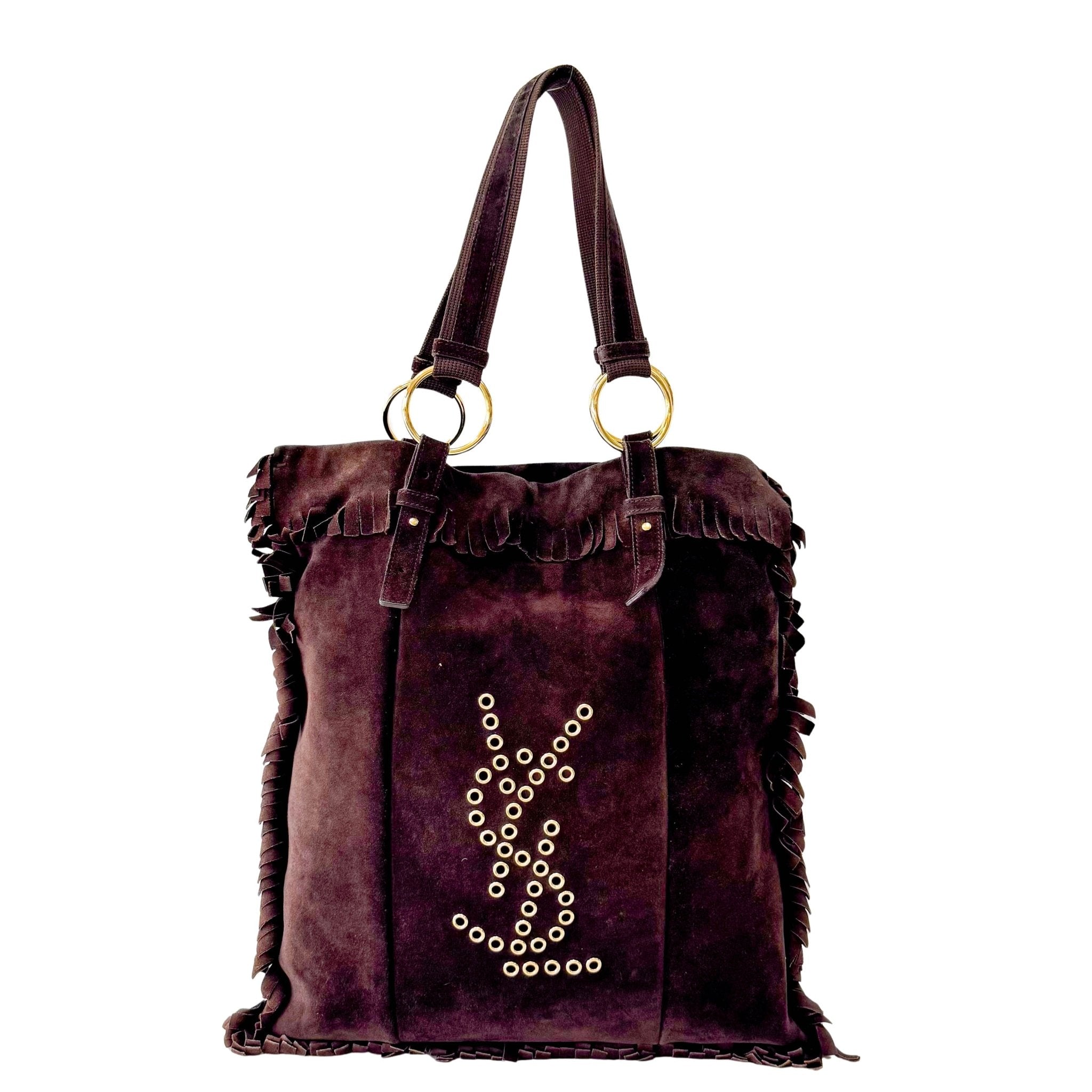 SAINT LAURENT Rive Gauche Suede Fringe Details Tote Shoulder Bag, in , Sold by HIVE PRELOVED - Shoulder Bags, ,