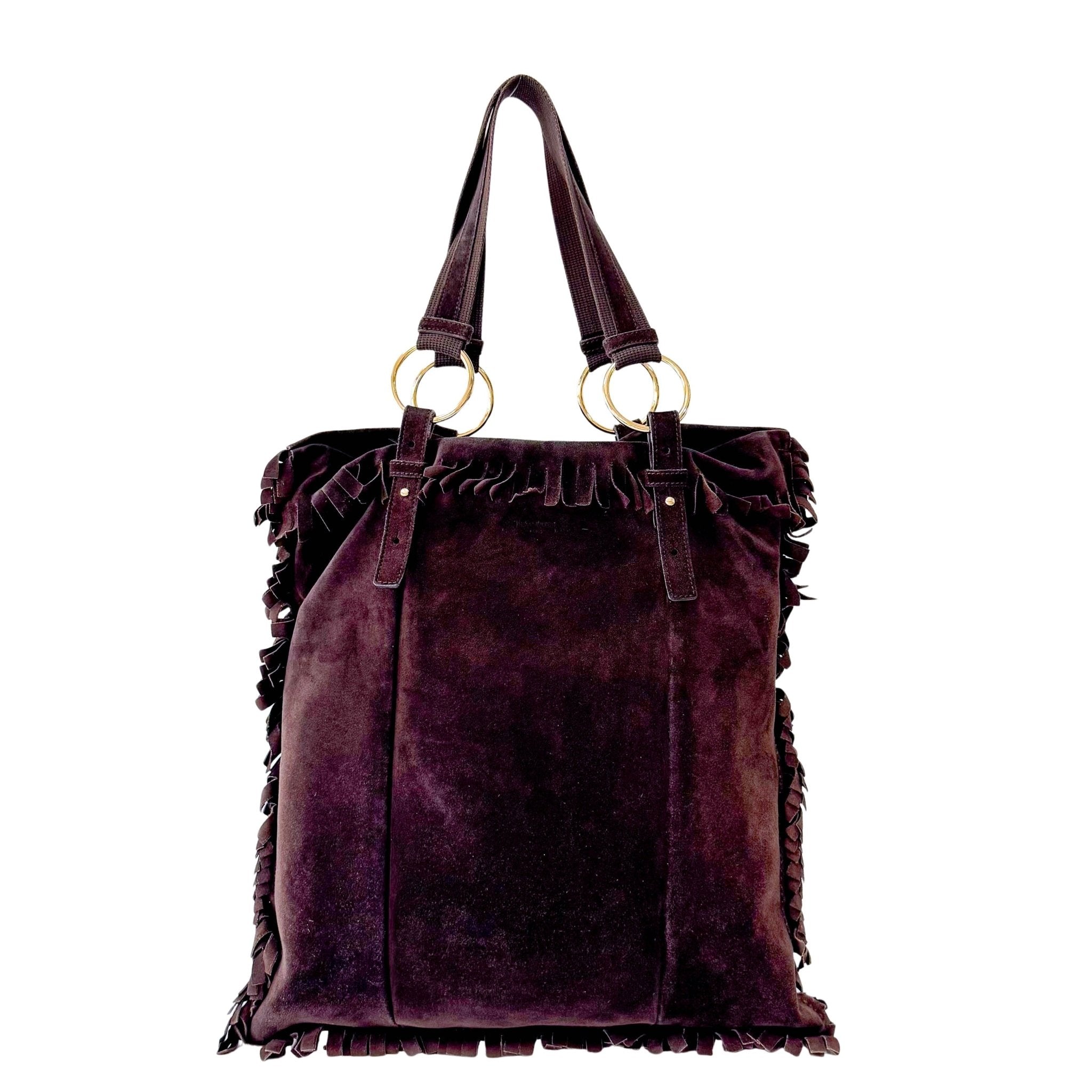 SAINT LAURENT Rive Gauche Suede Fringe Details Tote Shoulder Bag, in , Sold by HIVE PRELOVED - Shoulder Bags, ,