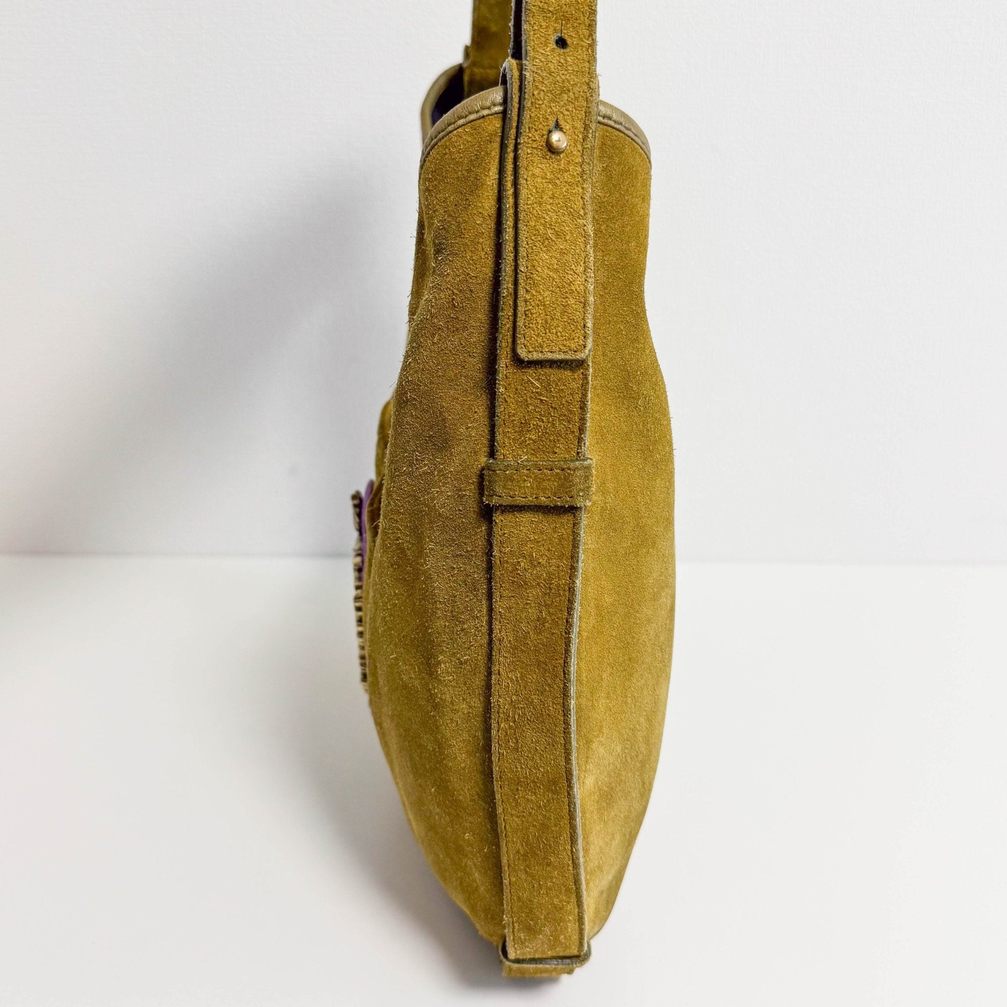 SAINT LAURENT Saint Laurent Paris Green Suede Small Mombasa Hobo Shoulder Bag, in , Sold by HIVE PRELOVED - Shoulder Bags, ,