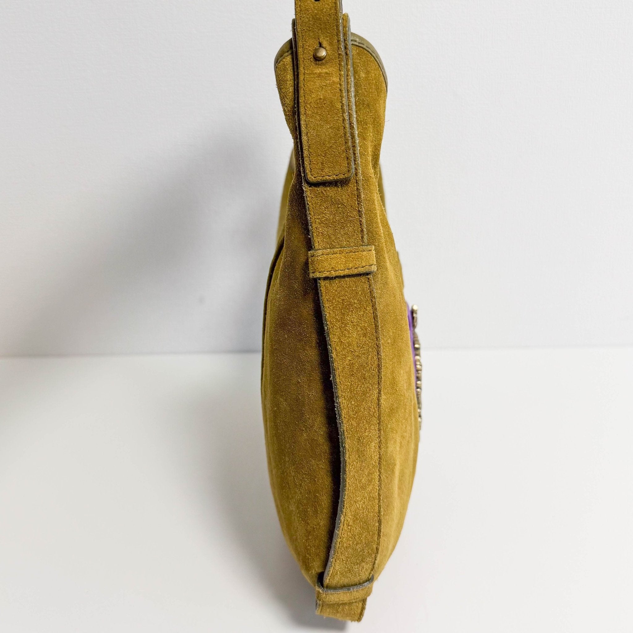 SAINT LAURENT Saint Laurent Paris Green Suede Small Mombasa Hobo Shoulder Bag, in , Sold by HIVE PRELOVED - Shoulder Bags, ,