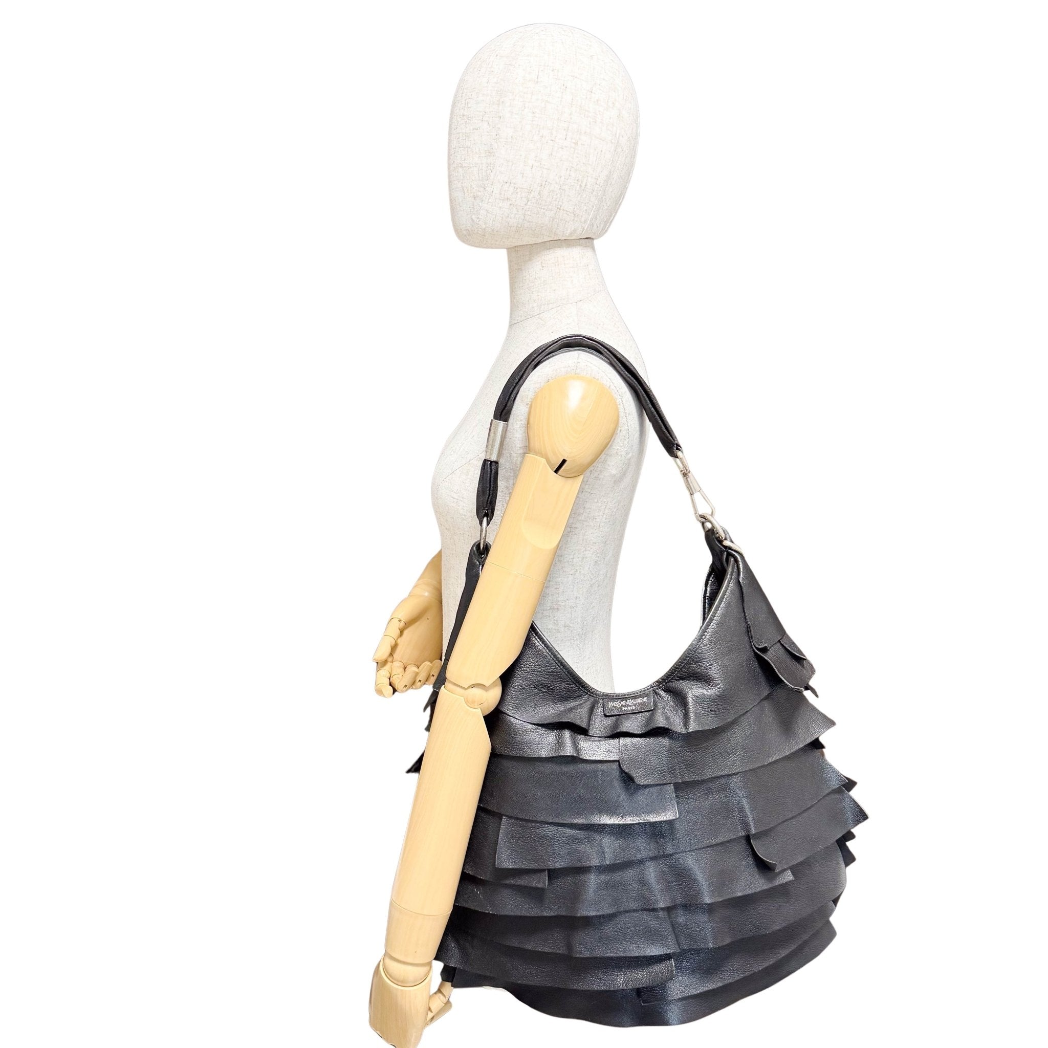 SAINT LAURENT Saint - Tropez Frill Shoulder Bag Black, in , Sold by HIVE PRELOVED - Shoulder Bags, ,