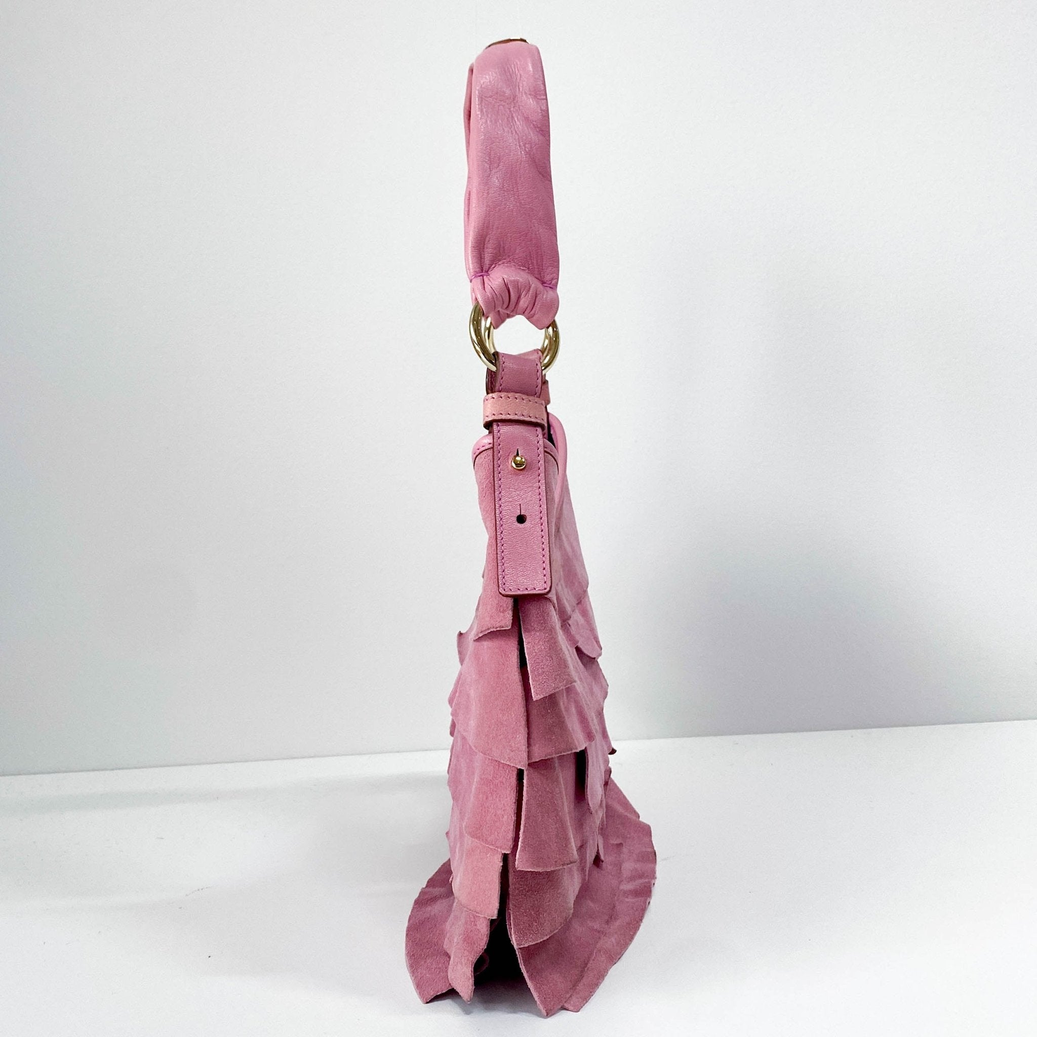 SAINT LAURENT Saint Tropez Rosé Pink Suede Handle Bag, in , Sold by HIVE PRELOVED - Handle Bags, ,