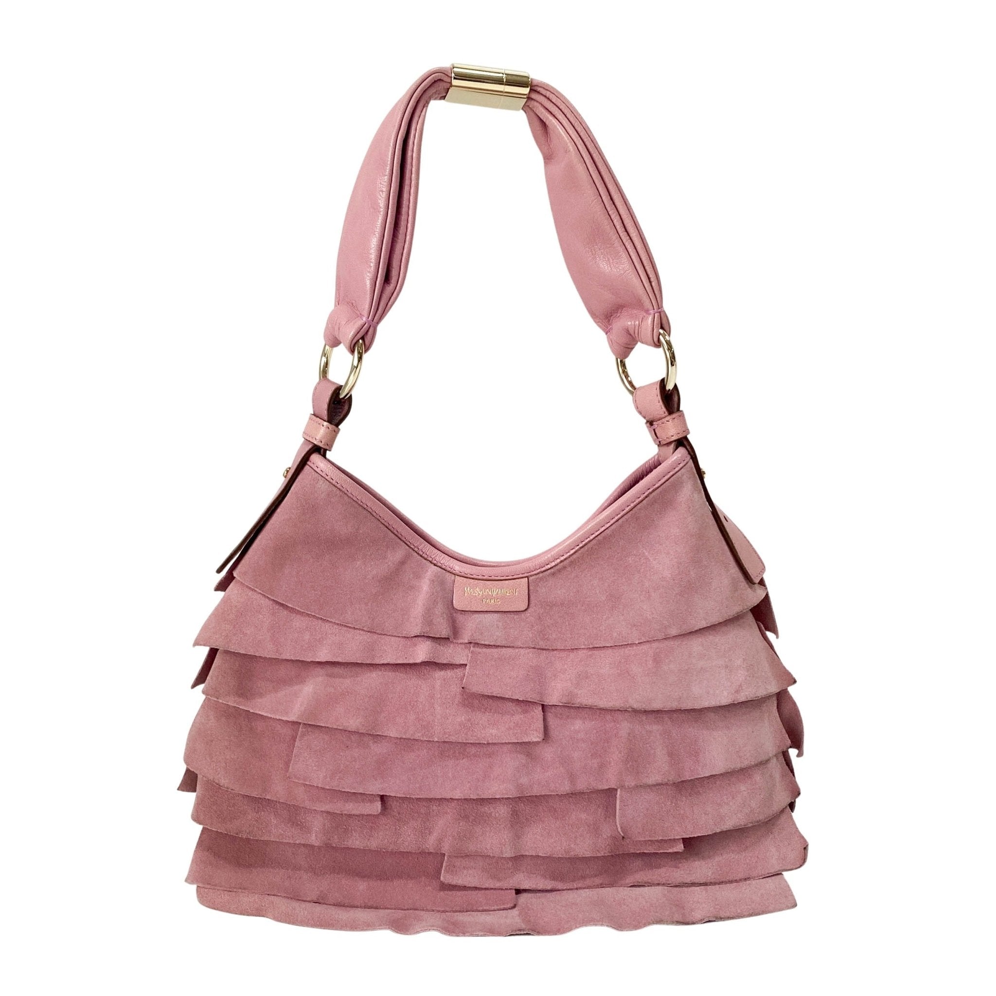 SAINT LAURENT Saint Tropez Rosé Pink Suede Handle Bag, in , Sold by HIVE PRELOVED - Handle Bags, ,
