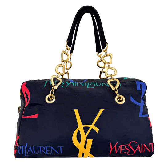 SAINT LAURENT Vintage Black Nylon Chain Shoulder Bag, in , Sold by HIVE PRELOVED - Shoulder Bags, ,