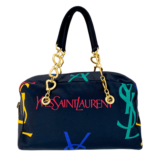 SAINT LAURENT Vintage Black Nylon Chain Shoulder Bag, in , Sold by HIVE PRELOVED - Shoulder Bags, ,