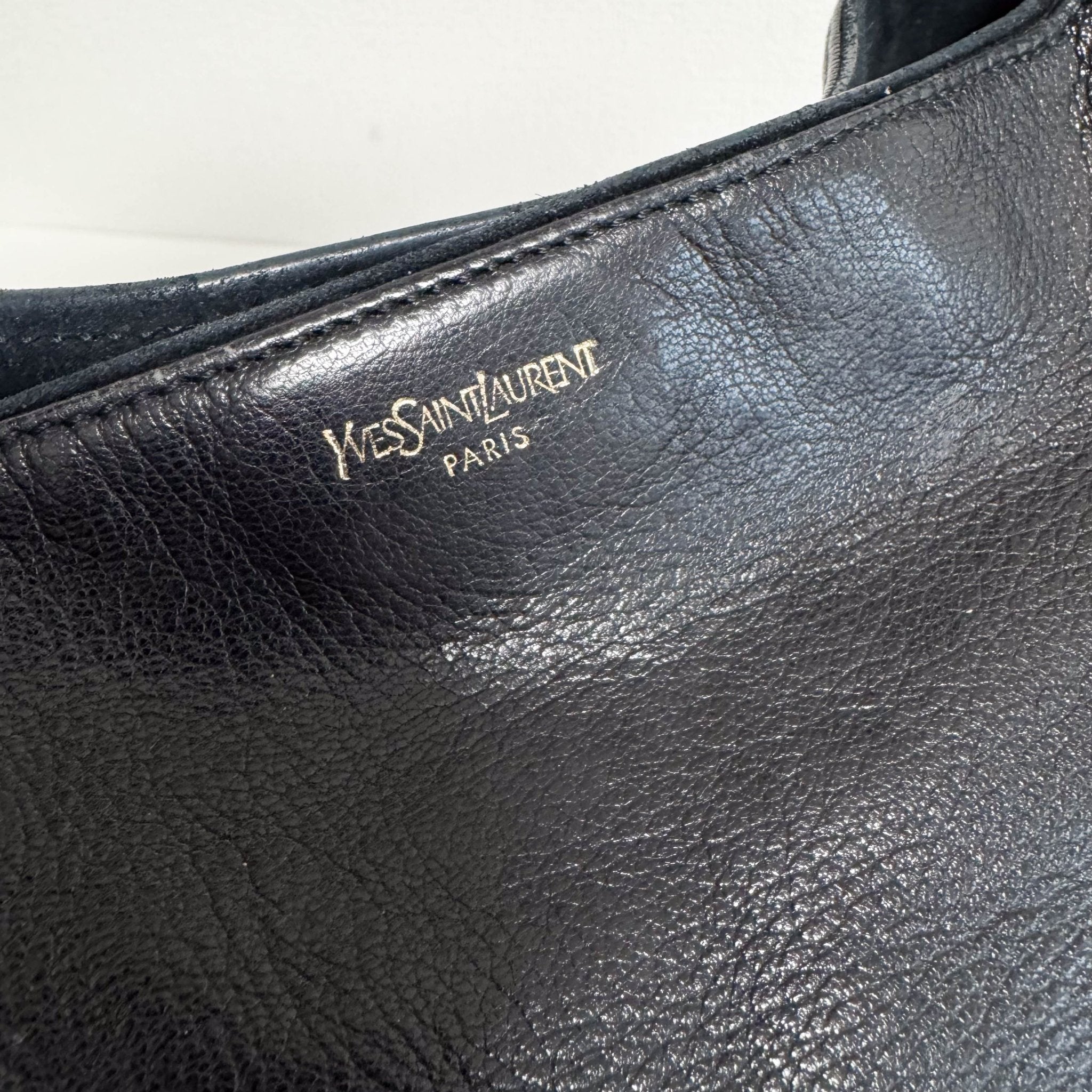 SAINT LAURENT Vintage Mombasa Black Suede/Leather Shoulder Bag, in , Sold by HIVE PRELOVED - Shoulder Bags, ,