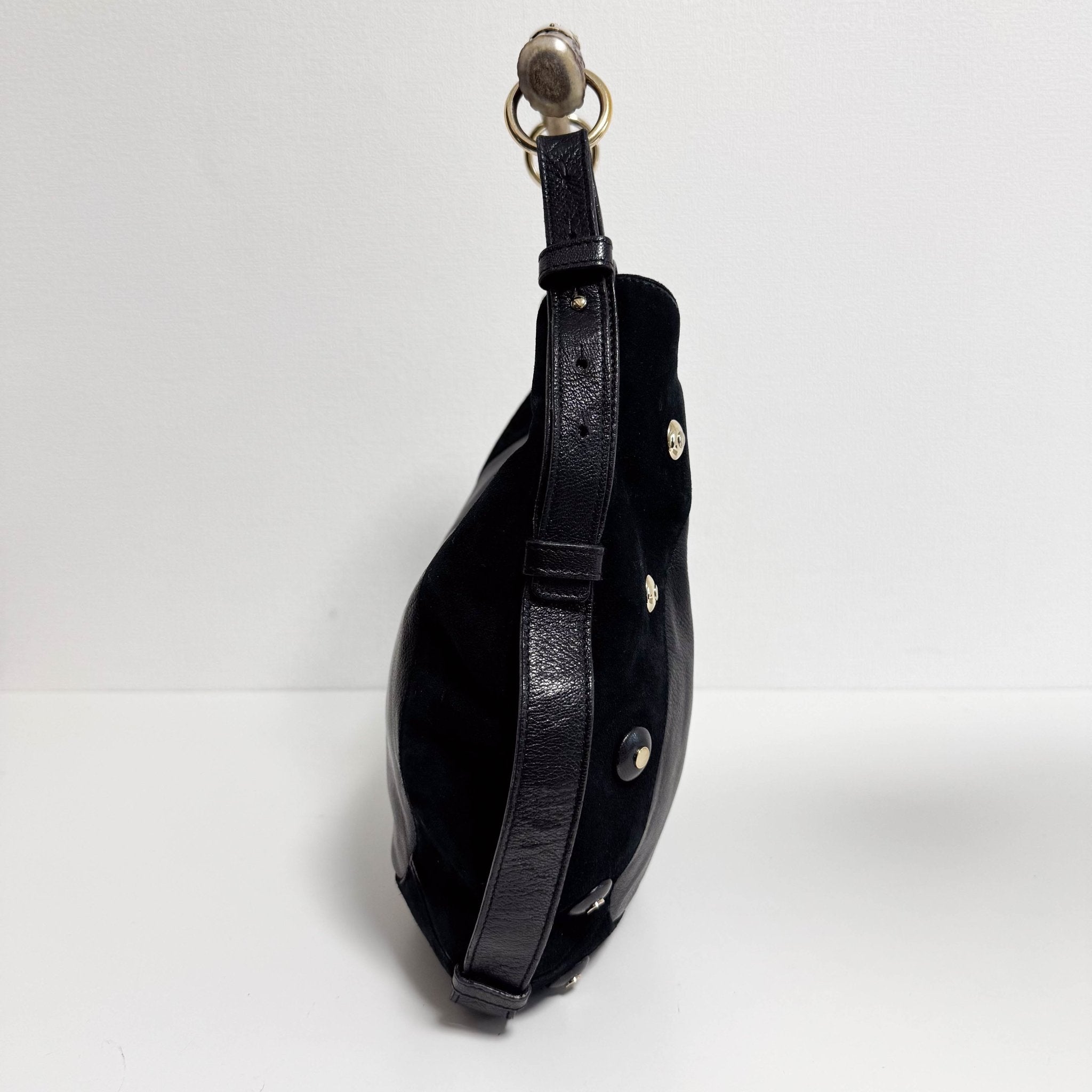 SAINT LAURENT Vintage Mombasa Black Suede/Leather Shoulder Bag, in , Sold by HIVE PRELOVED - Shoulder Bags, ,