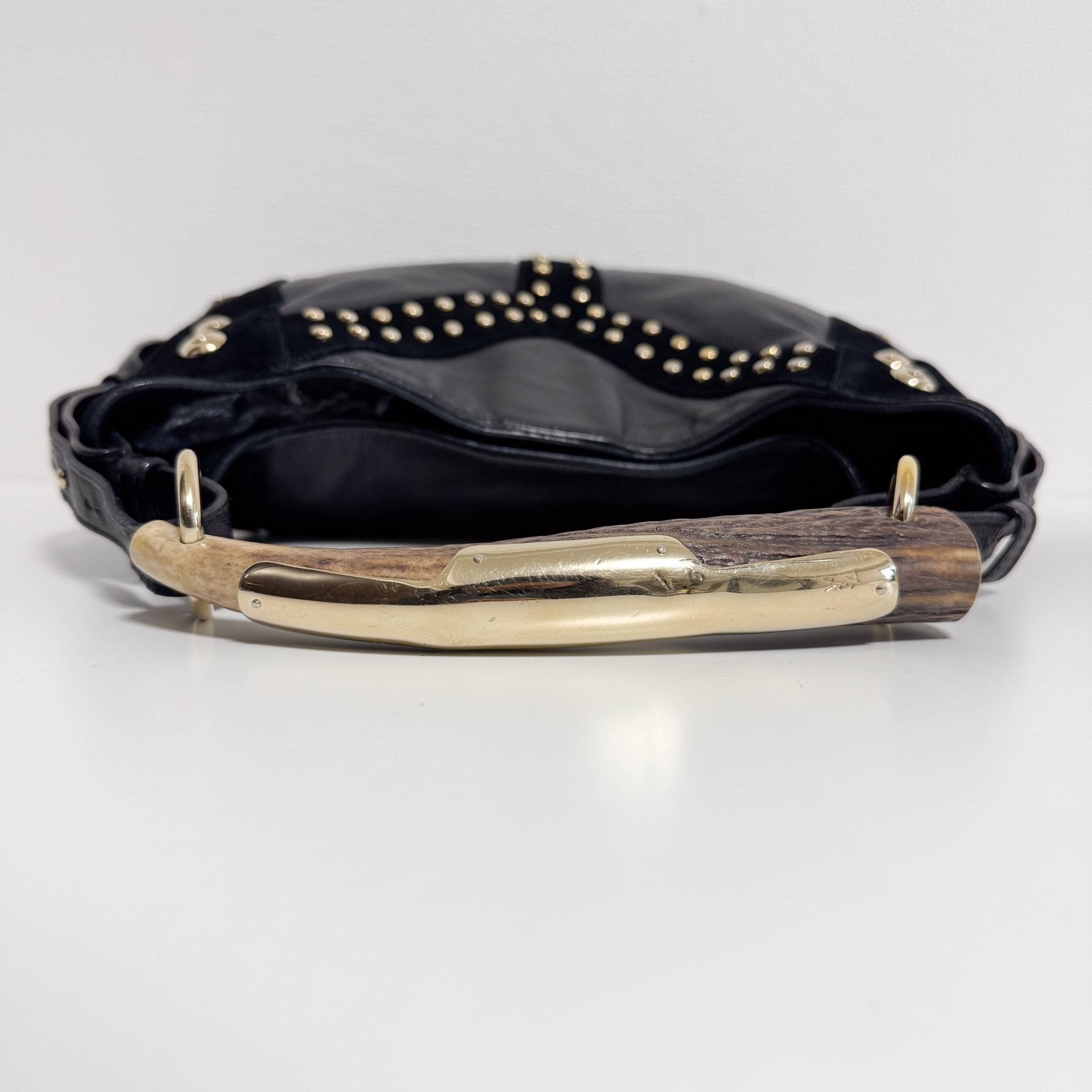 SAINT LAURENT Vintage Mombasa Black Suede/Leather Shoulder Bag, in , Sold by HIVE PRELOVED - Shoulder Bags, ,