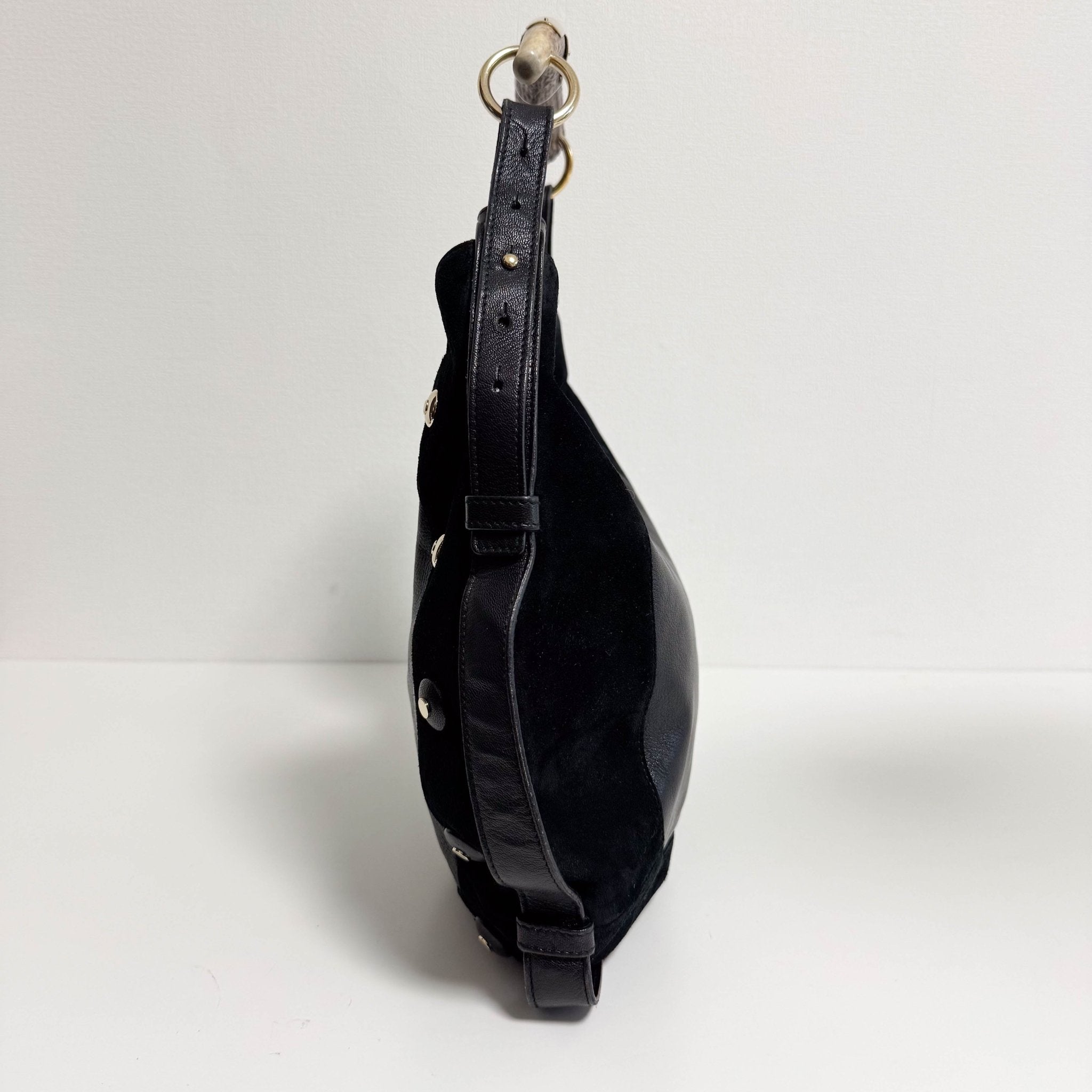 SAINT LAURENT Vintage Mombasa Black Suede/Leather Shoulder Bag, in , Sold by HIVE PRELOVED - Shoulder Bags, ,