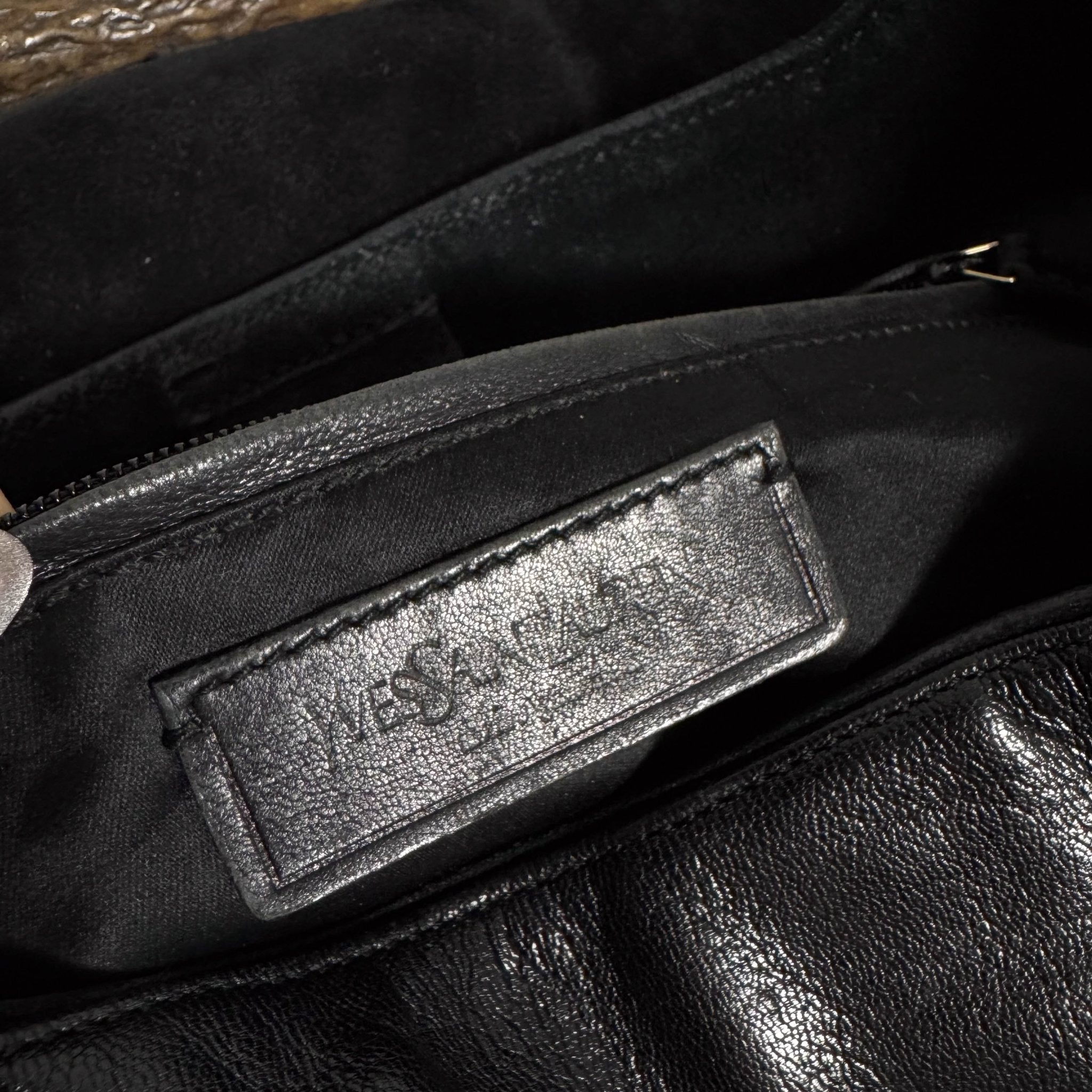 SAINT LAURENT Vintage Mombasa Black Suede/Leather Shoulder Bag, in , Sold by HIVE PRELOVED - Shoulder Bags, ,