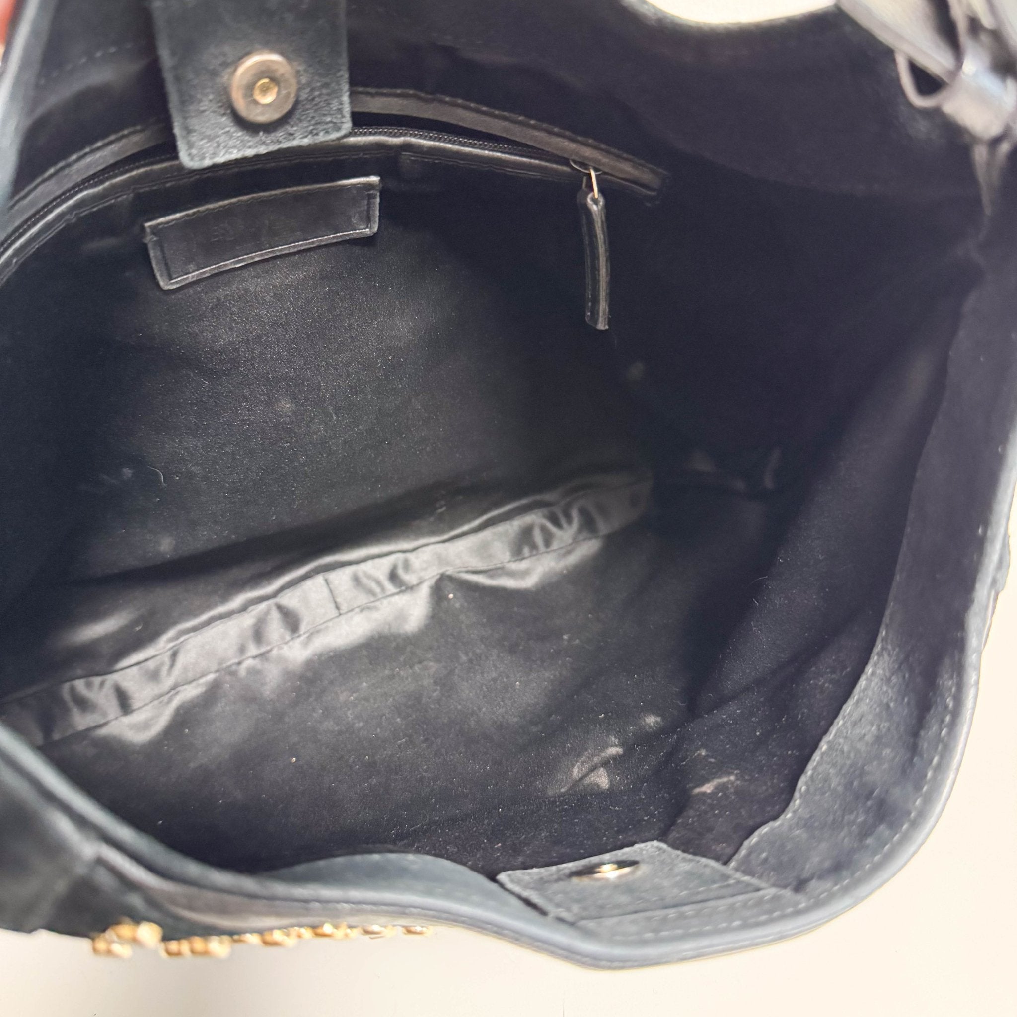 SAINT LAURENT Vintage Mombasa Black Suede/Leather Shoulder Bag, in , Sold by HIVE PRELOVED - Shoulder Bags, ,