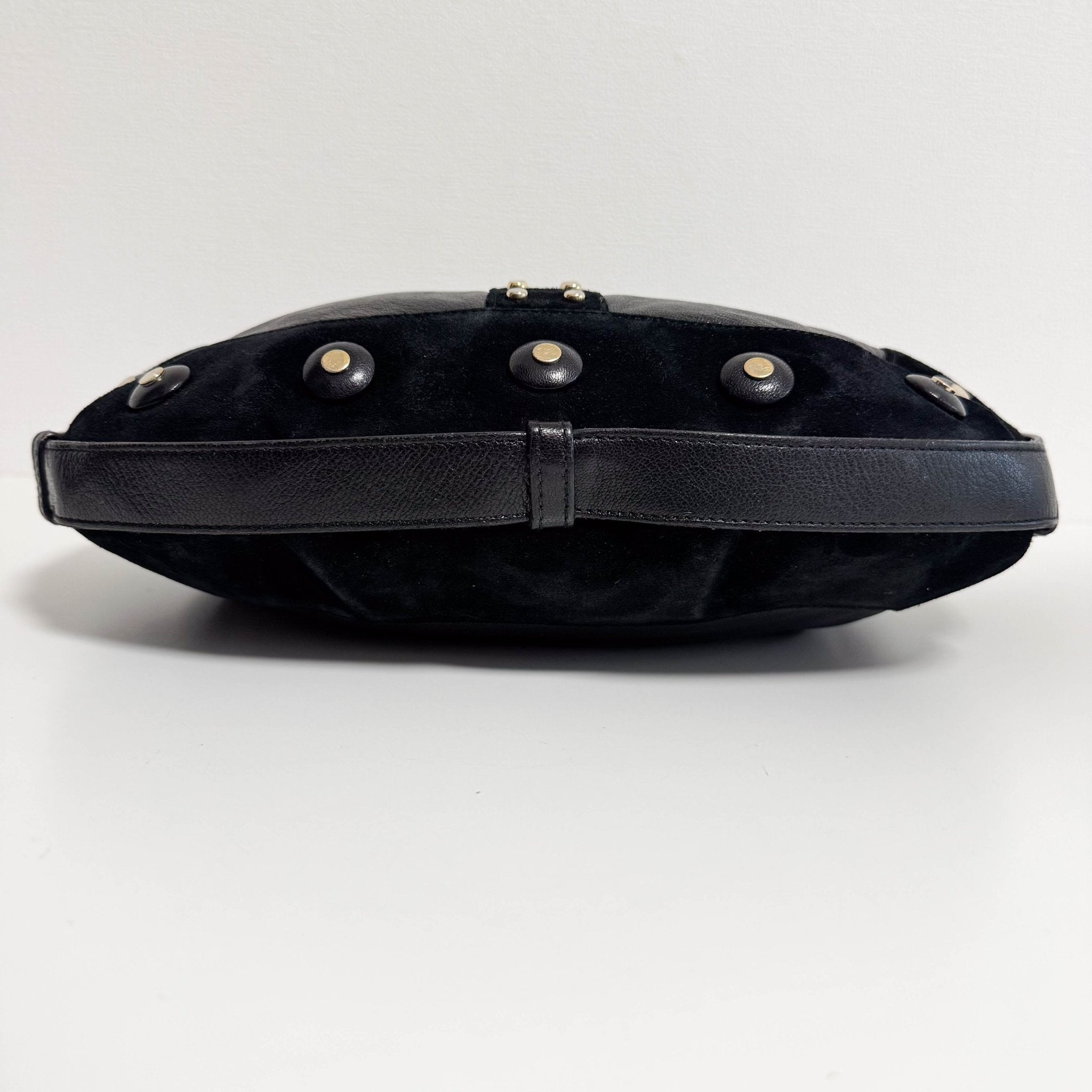 SAINT LAURENT Vintage Mombasa Black Suede/Leather Shoulder Bag, in , Sold by HIVE PRELOVED - Shoulder Bags, ,