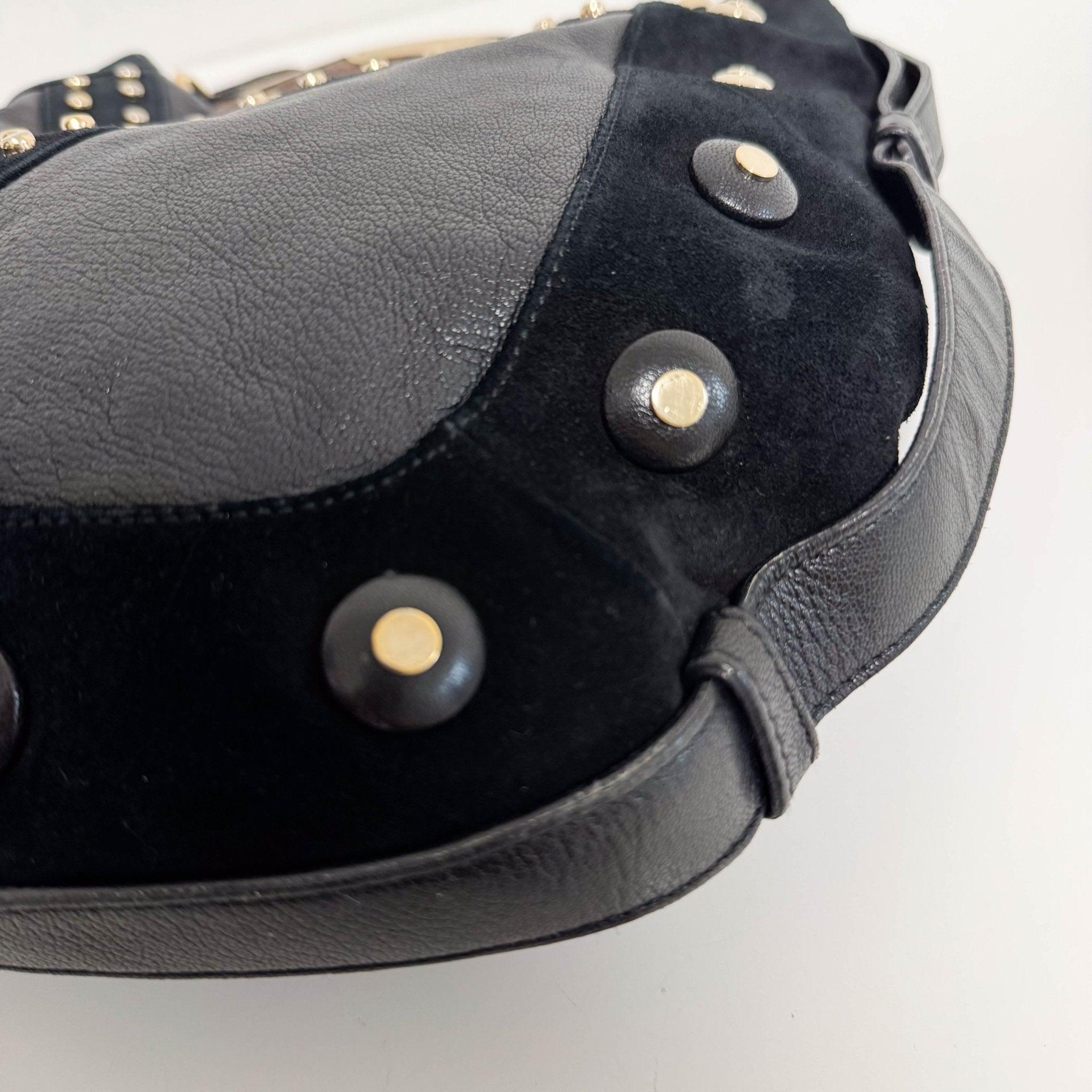 SAINT LAURENT Vintage Mombasa Black Suede/Leather Shoulder Bag, in , Sold by HIVE PRELOVED - Shoulder Bags, ,