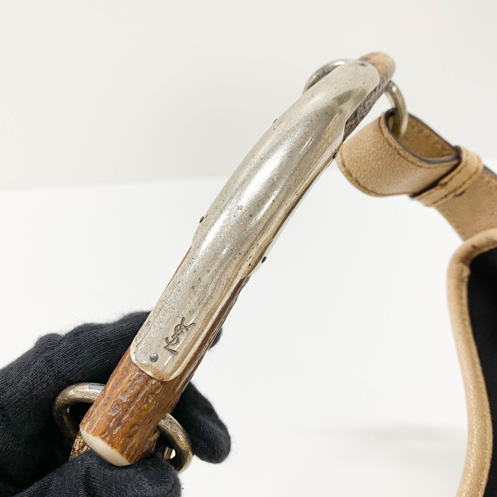 SAINT LAURENT YSL Mombasa Beige Leather Shoulder Bag, in , Sold by HIVE PRELOVED - Shoulder Bags, ,