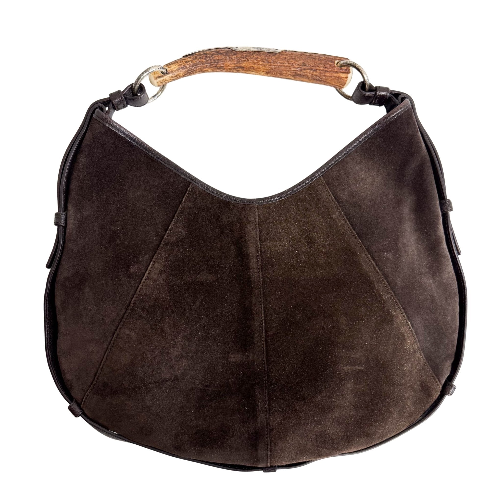 SAINT LAURENT YSL Mombasa Suede and Mink Handle Bag Brown, in , Sold by HIVE PRELOVED - Handle Bags, Shoulder Bags,