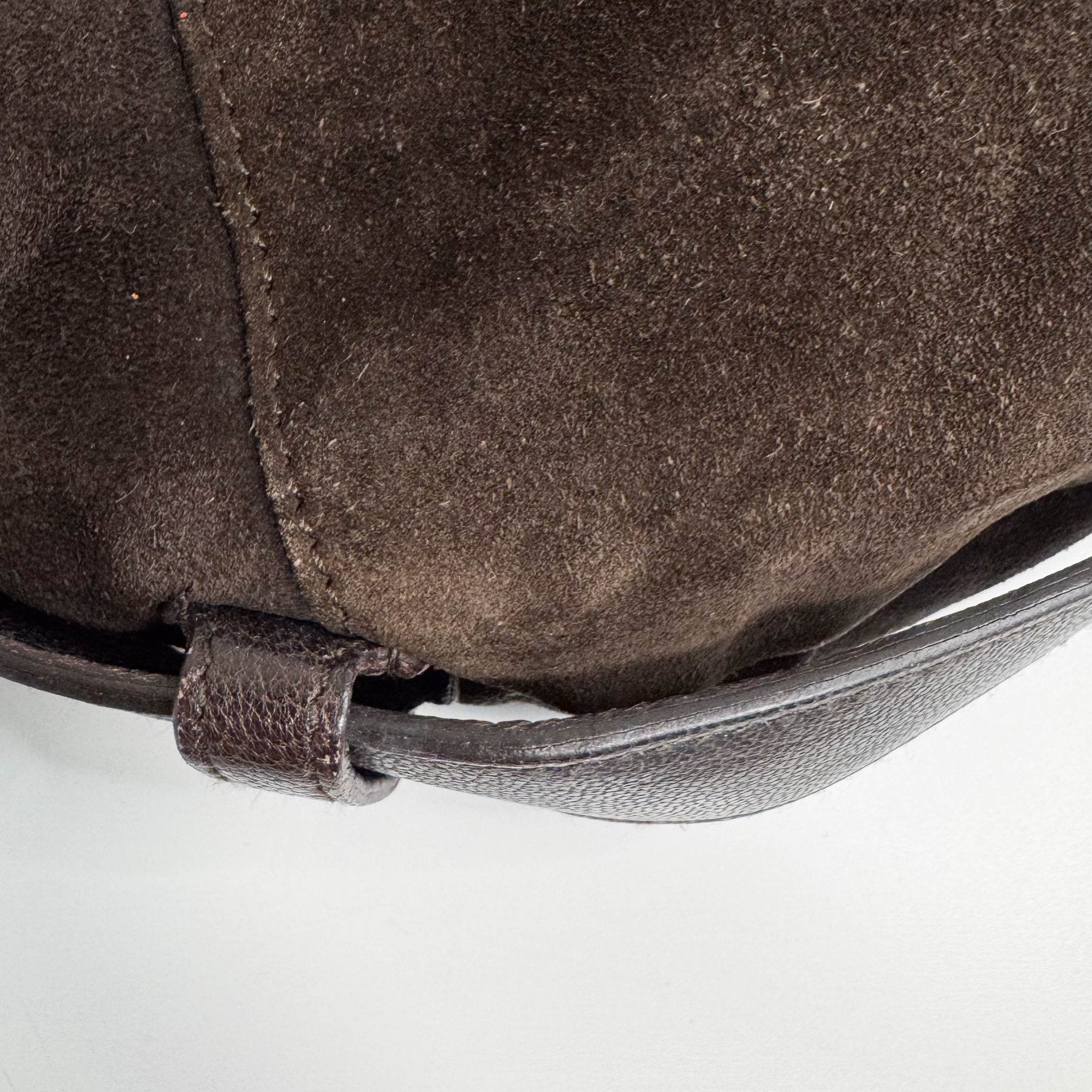 SAINT LAURENT YSL Mombasa Suede and Mink Handle Bag Brown, in , Sold by HIVE PRELOVED - Handle Bags, Shoulder Bags,