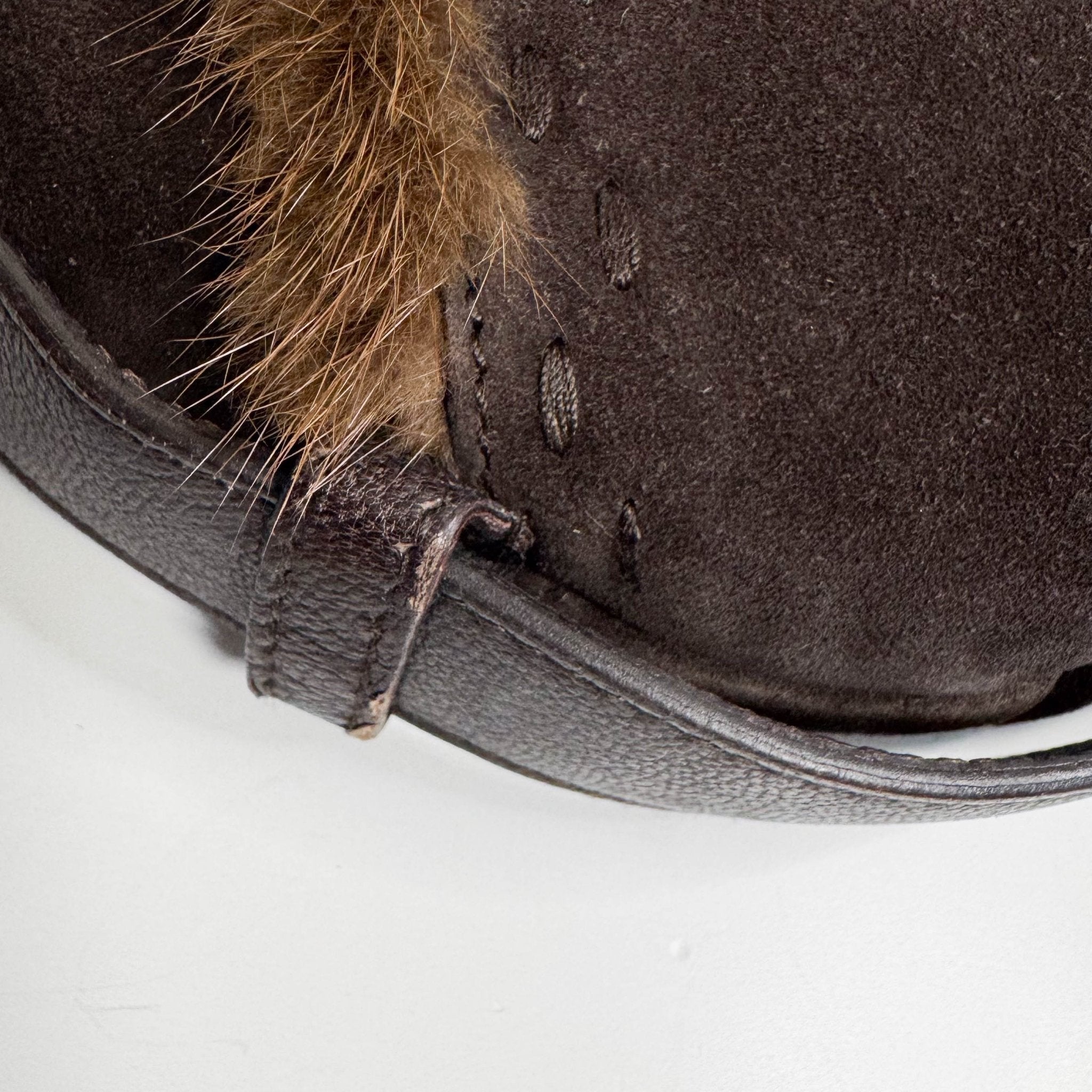 SAINT LAURENT YSL Mombasa Suede and Mink Handle Bag Brown, in , Sold by HIVE PRELOVED - Handle Bags, Shoulder Bags,