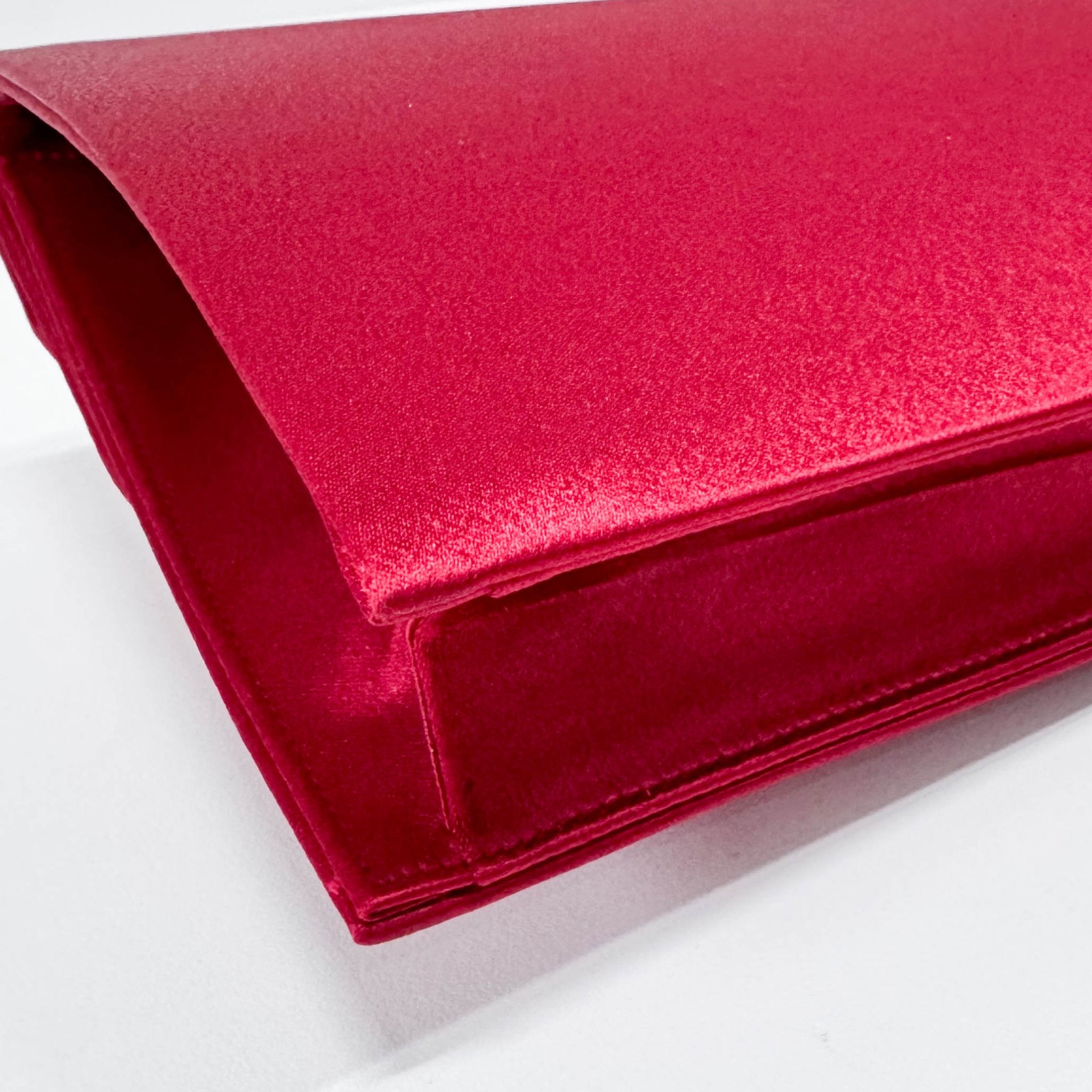 SAINT LAURENT YSL Red Satin Evening Clutch Bag, in , Sold by HIVE PRELOVED - Clutch bags, ,