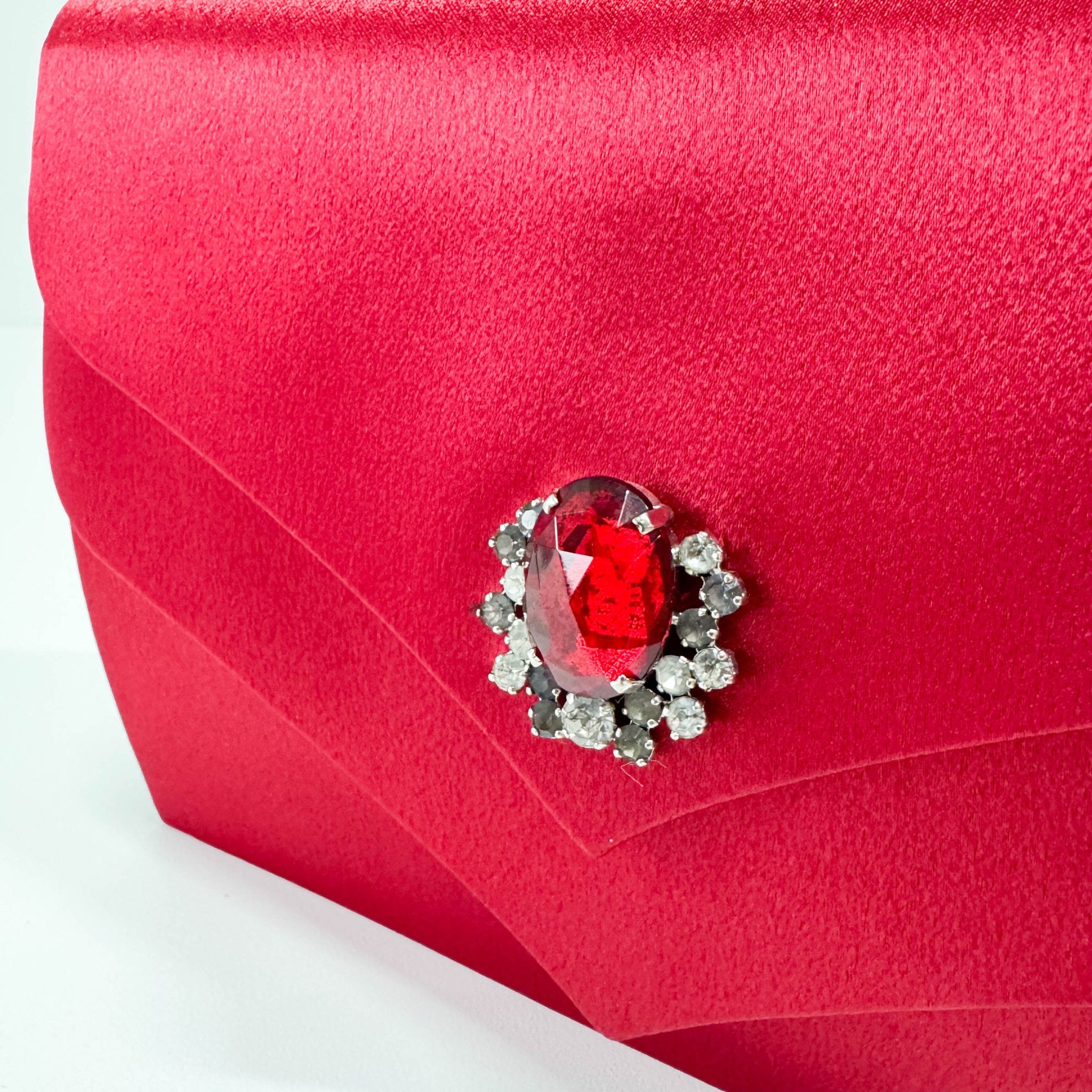 SAINT LAURENT YSL Red Satin Evening Clutch Bag, in , Sold by HIVE PRELOVED - Clutch bags, ,