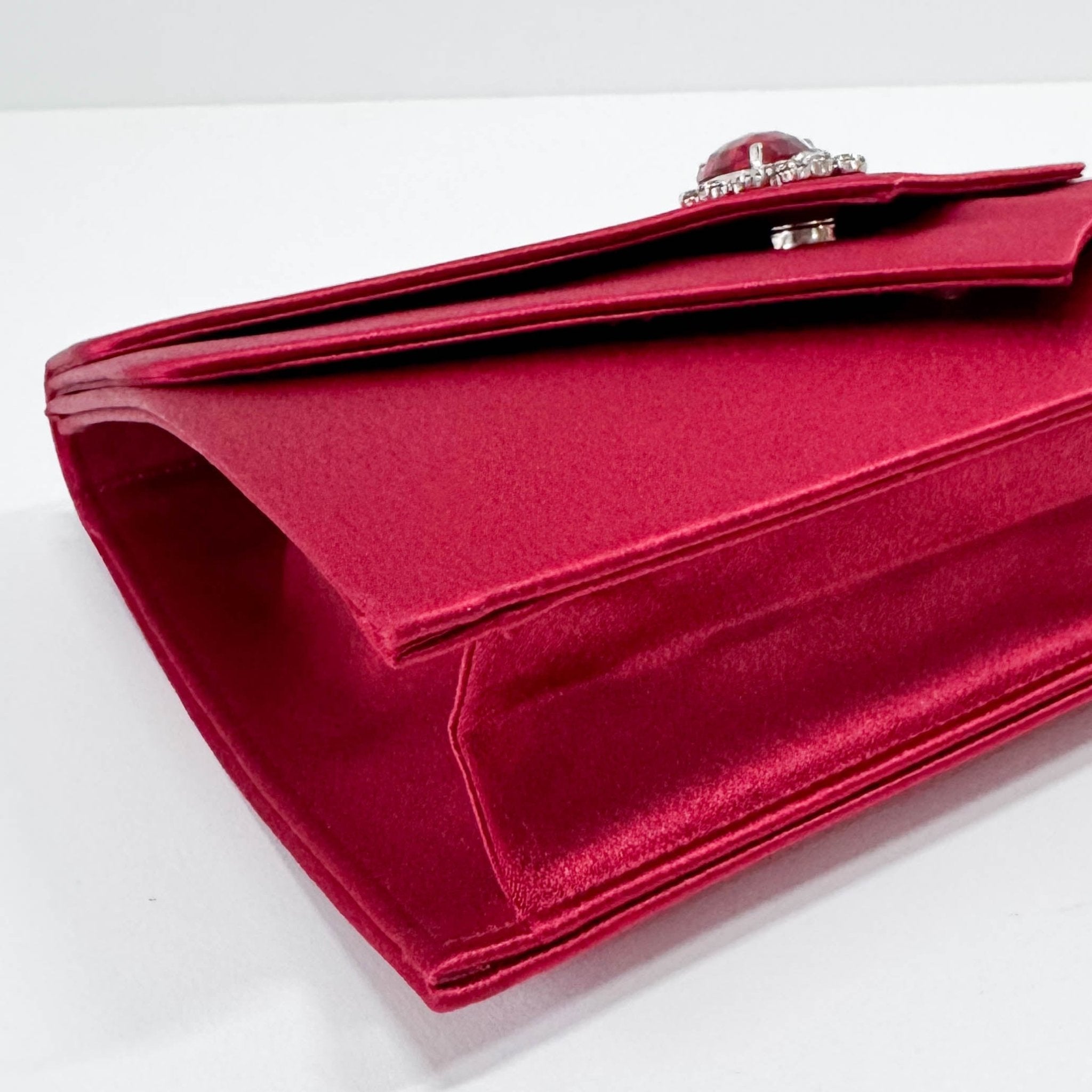 SAINT LAURENT YSL Red Satin Evening Clutch Bag, in , Sold by HIVE PRELOVED - Clutch bags, ,