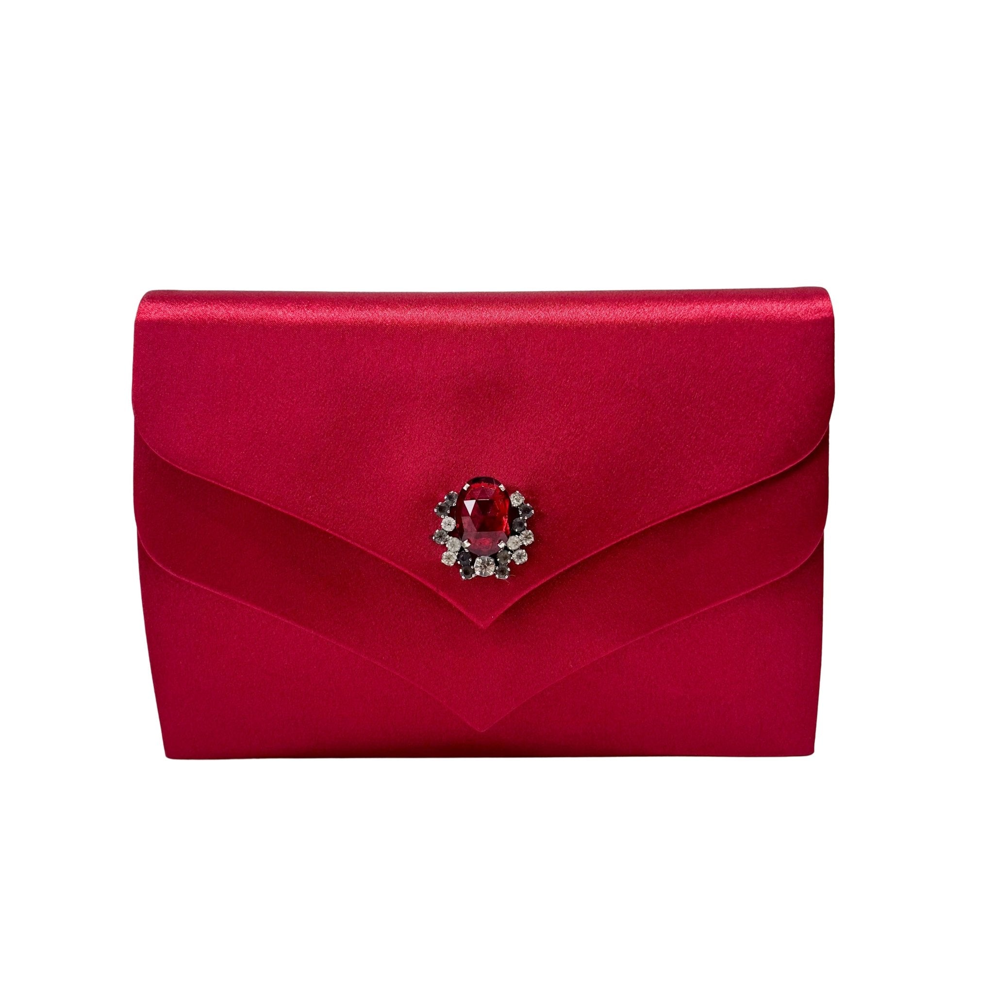 SAINT LAURENT YSL Red Satin Evening Clutch Bag, in , Sold by HIVE PRELOVED - Clutch bags, ,