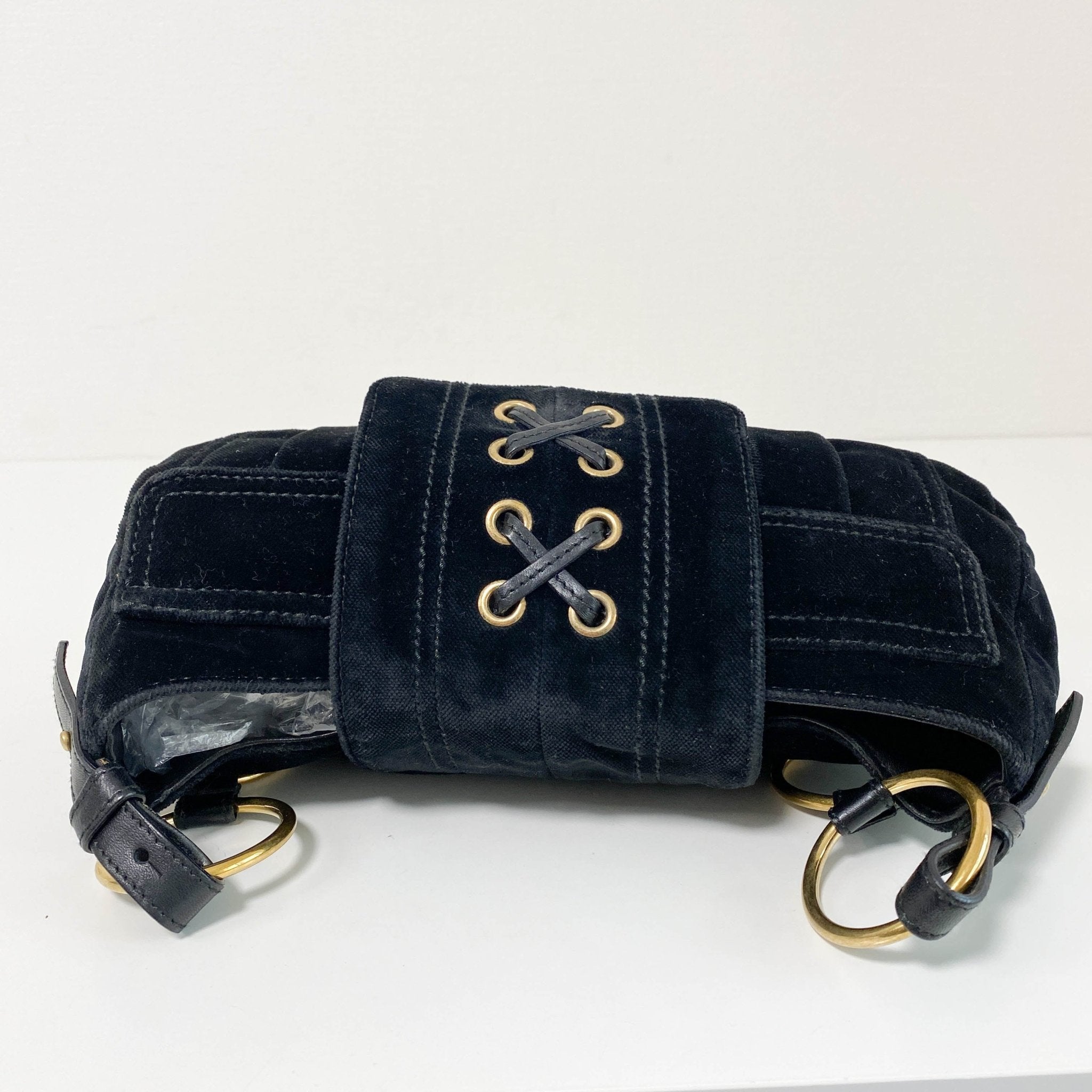 SAINT LAURENT YSL Rive Gauche Black Velvet Shoulder Bag, in , Sold by HIVE PRELOVED - Shoulder Bags, ,