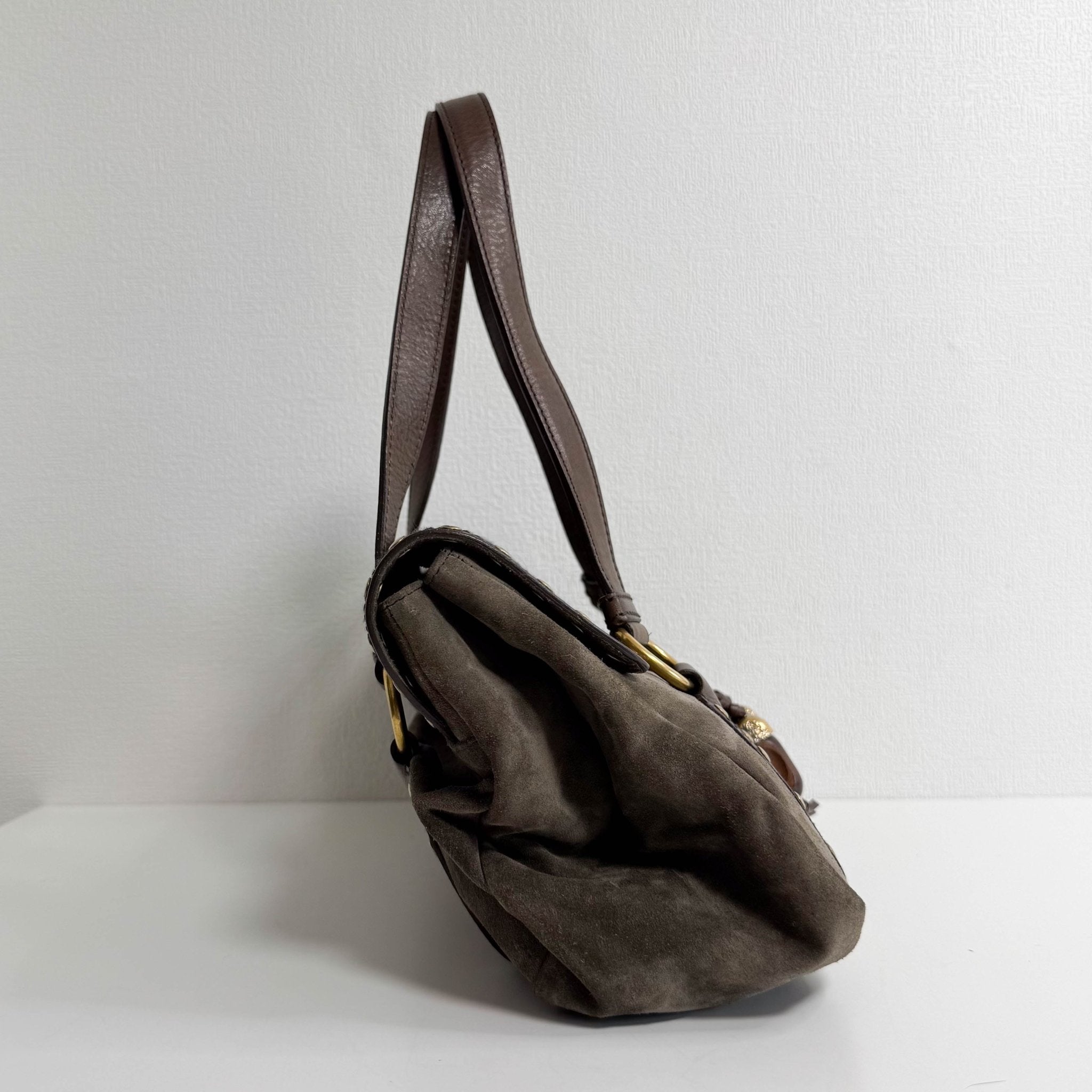 SAINT LAURENT YSL Rive Gauche Brown Suede Shoulder Bag, in , Sold by HIVE PRELOVED - Shoulder Bags, ,